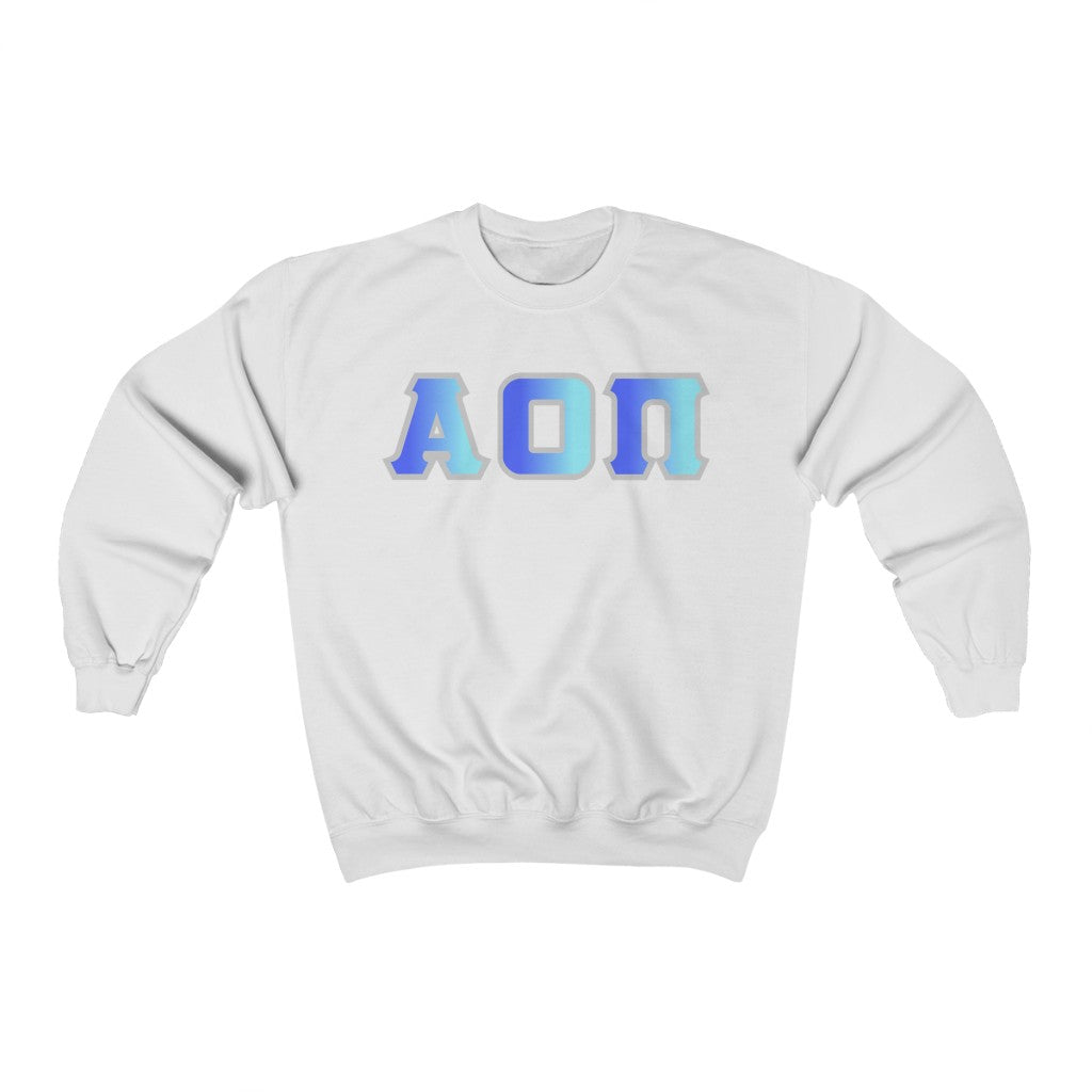 AOII Printed Letters | Oceans with Grey Border Crewneck