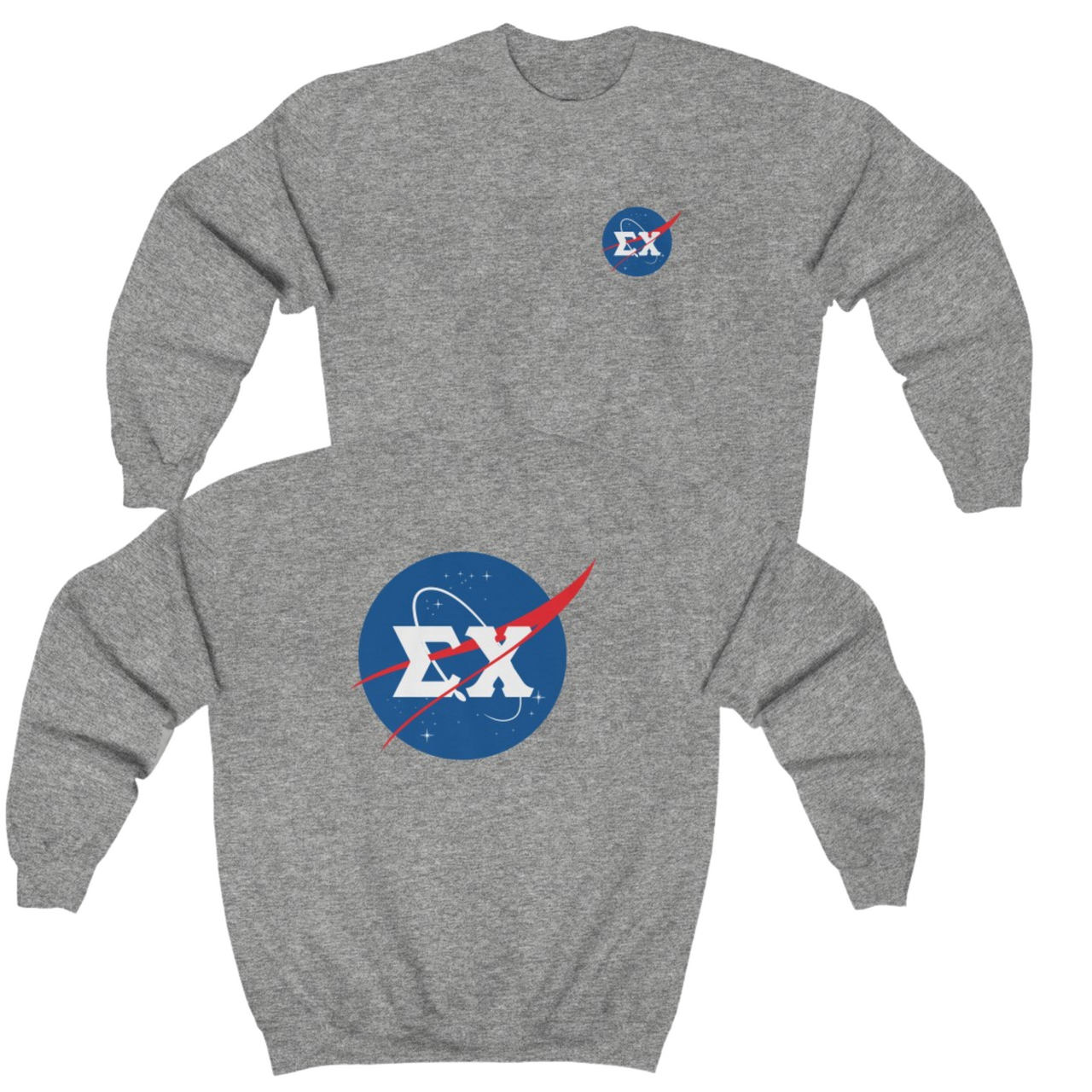 Grey Sigma Chi Graphic Crewneck Sweatshirt | Nasa 2.0 | Sigma Chi Fraternity Apparel