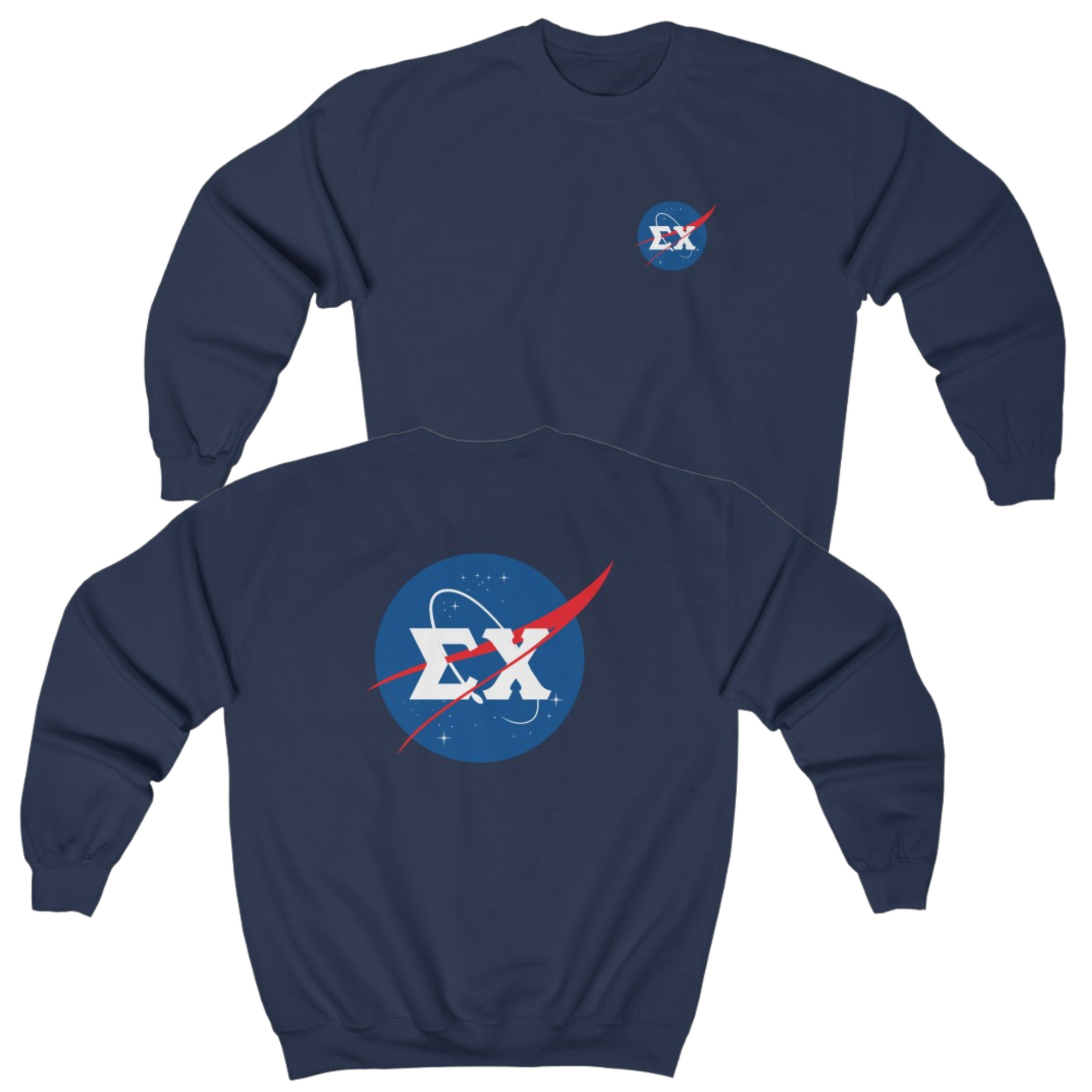 Navy Sigma Chi Graphic Crewneck Sweatshirt | Nasa 2.0 | Sigma Chi Fraternity Apparel