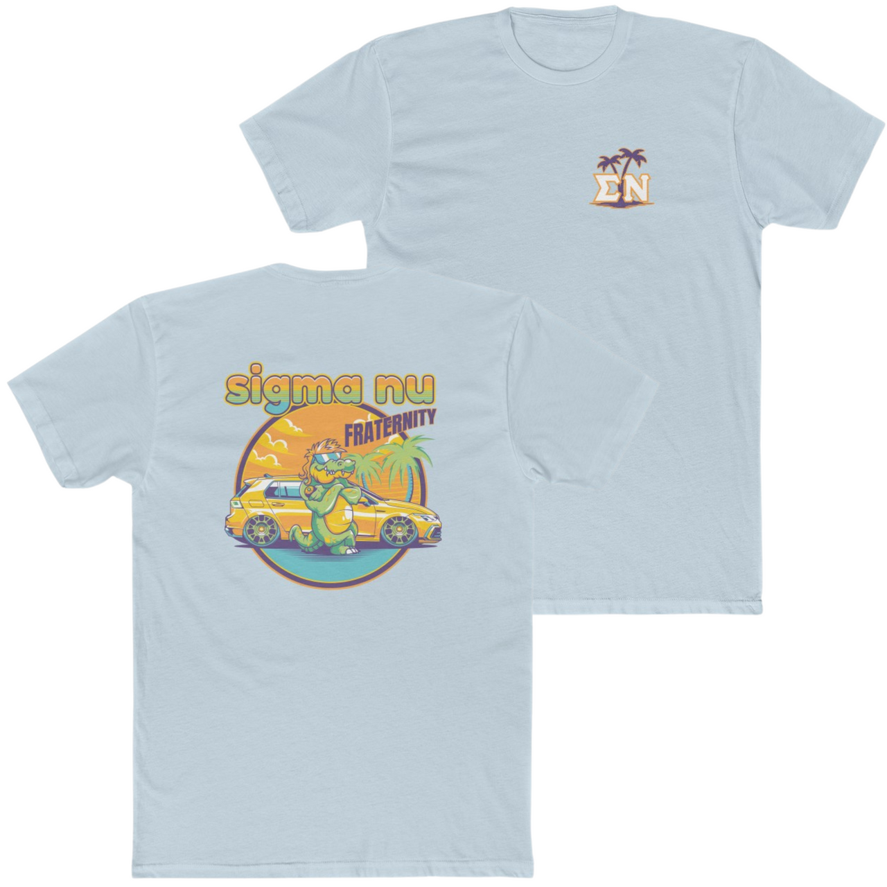 Light Blue Sigma Nu Graphic T-Shirt | Cool Croc | Sigma Nu Clothing, Apparel and Merchandise