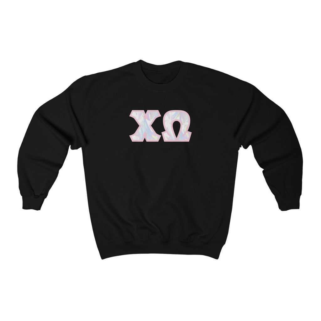 Chi Omega Printed Letters | Pastel Tie-Dye Crewneck