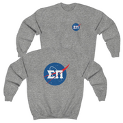 Grey Sigma Pi Graphic Crewneck Sweatshirt | Nasa 2.0 | Sigma Pi Apparel and Merchandise