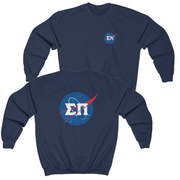 Navy Sigma Pi Graphic Crewneck Sweatshirt | Nasa 2.0 | Sigma Pi Apparel and Merchandise