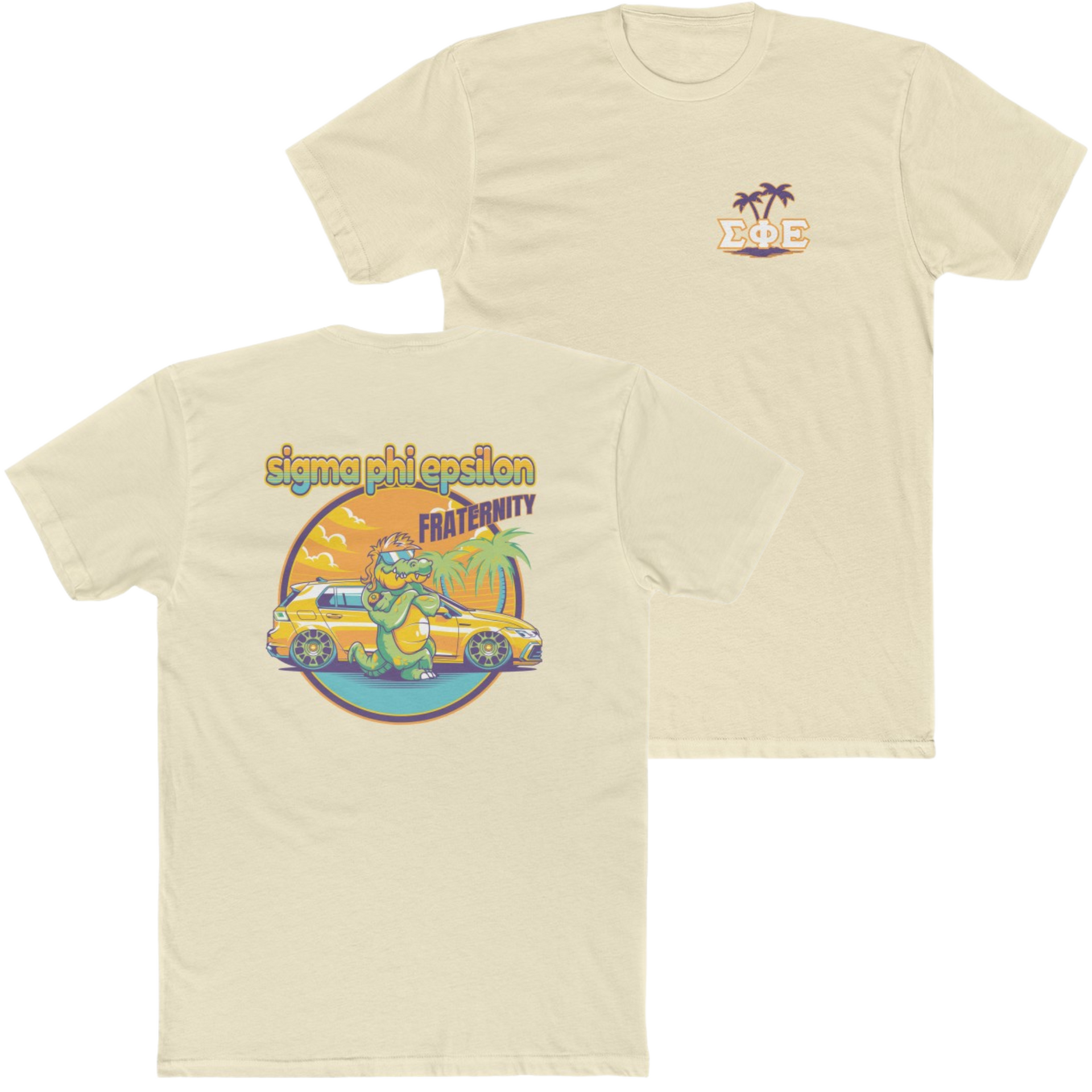 Natural Sigma Phi Epsilon Graphic T-Shirt | Cool Croc | SigEp Clothing - Campus Apparel  