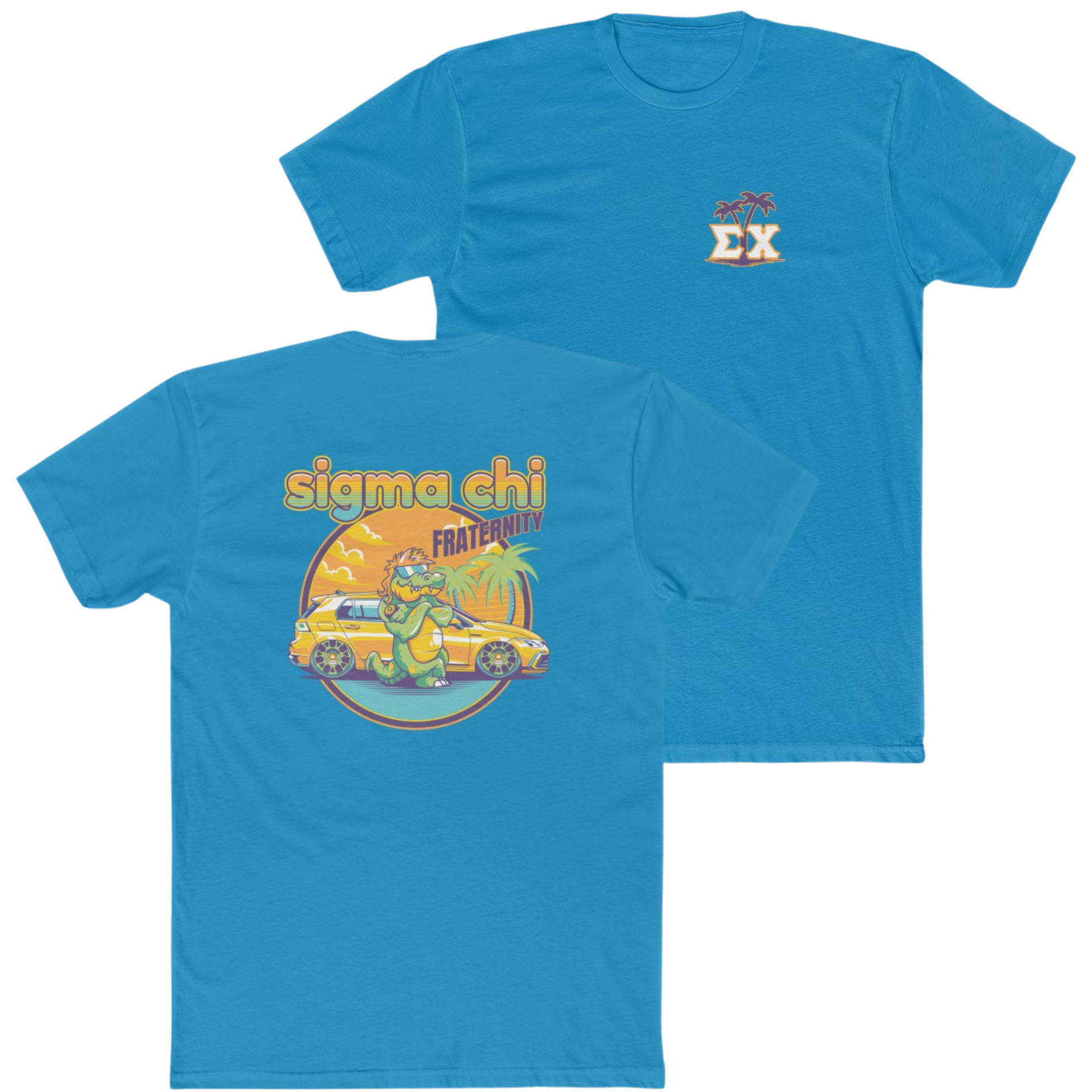 Turquoise Sigma Chi Graphic T-Shirt | Cool Croc | Sigma Chi Fraternity Apparel