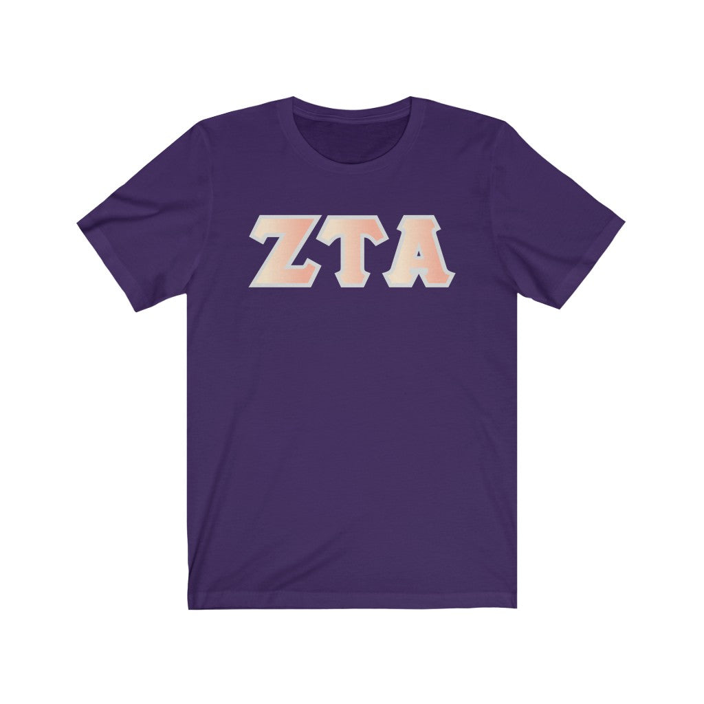 Zeta Tau Alpha Printed Letters | Peach Sunrise T-Shirt