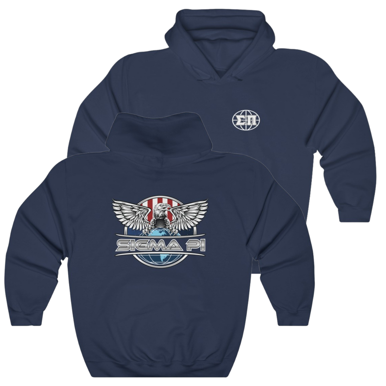 Navy Sigma Pi Graphic Hoodie | The Fraternal Order | Sigma Pi Apparel and Merchandise 