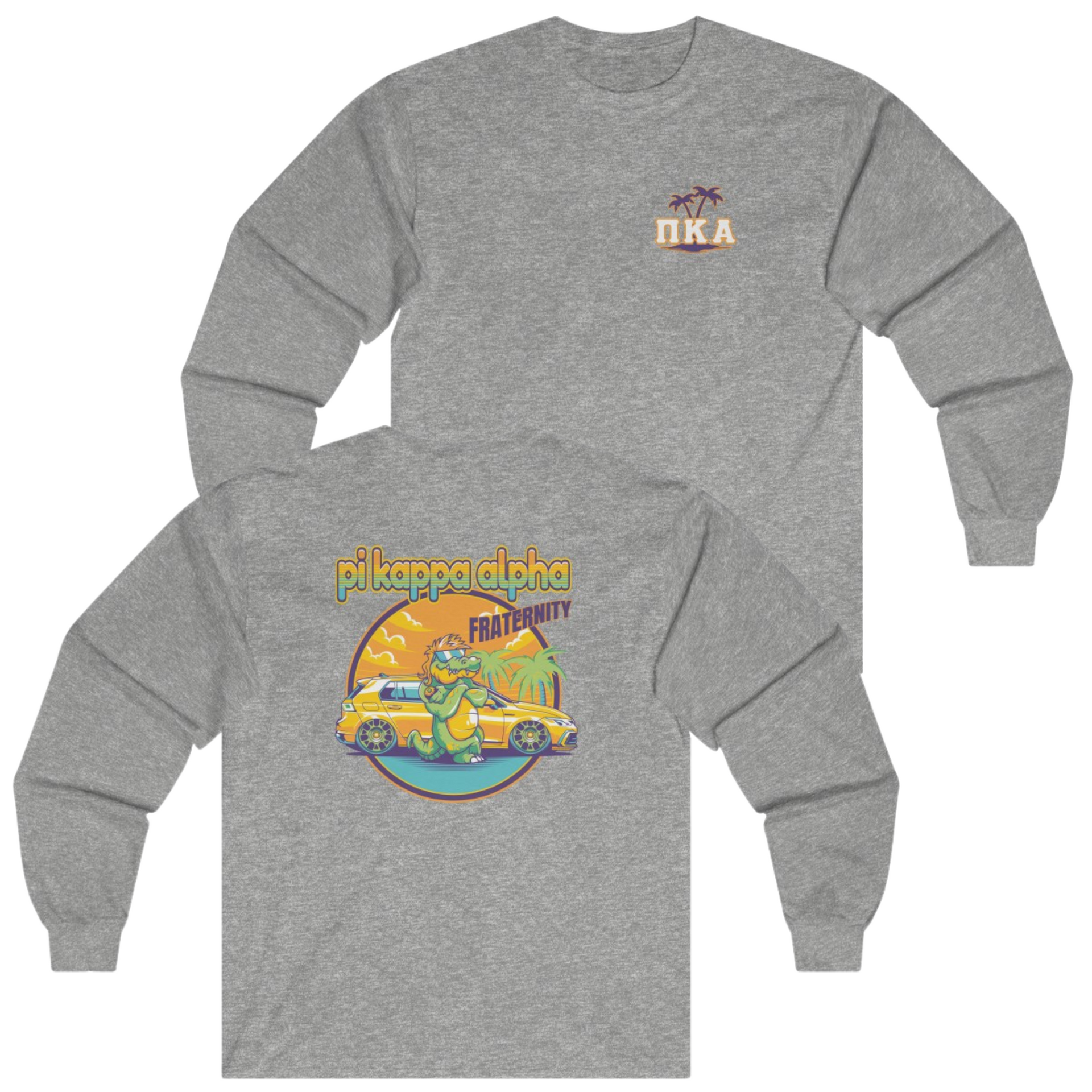 grey Pi Kappa Alpha Graphic Long Sleeve | Cool Croc | Pi kappa alpha fraternity shirt 