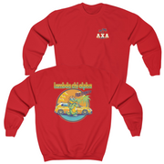 Red Lambda Chi Alpha Graphic Crewneck Sweatshirt | Cool Croc | Lambda Chi Alpha Fraternity Apparel 
