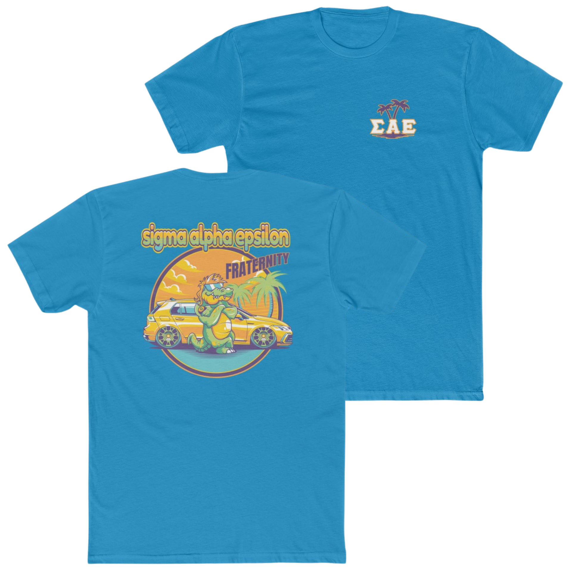 Turquoise Sigma Alpha Epsilon Graphic T-Shirt | Cool Croc | Sigma Alpha Epsilon Clothing and Merchandise