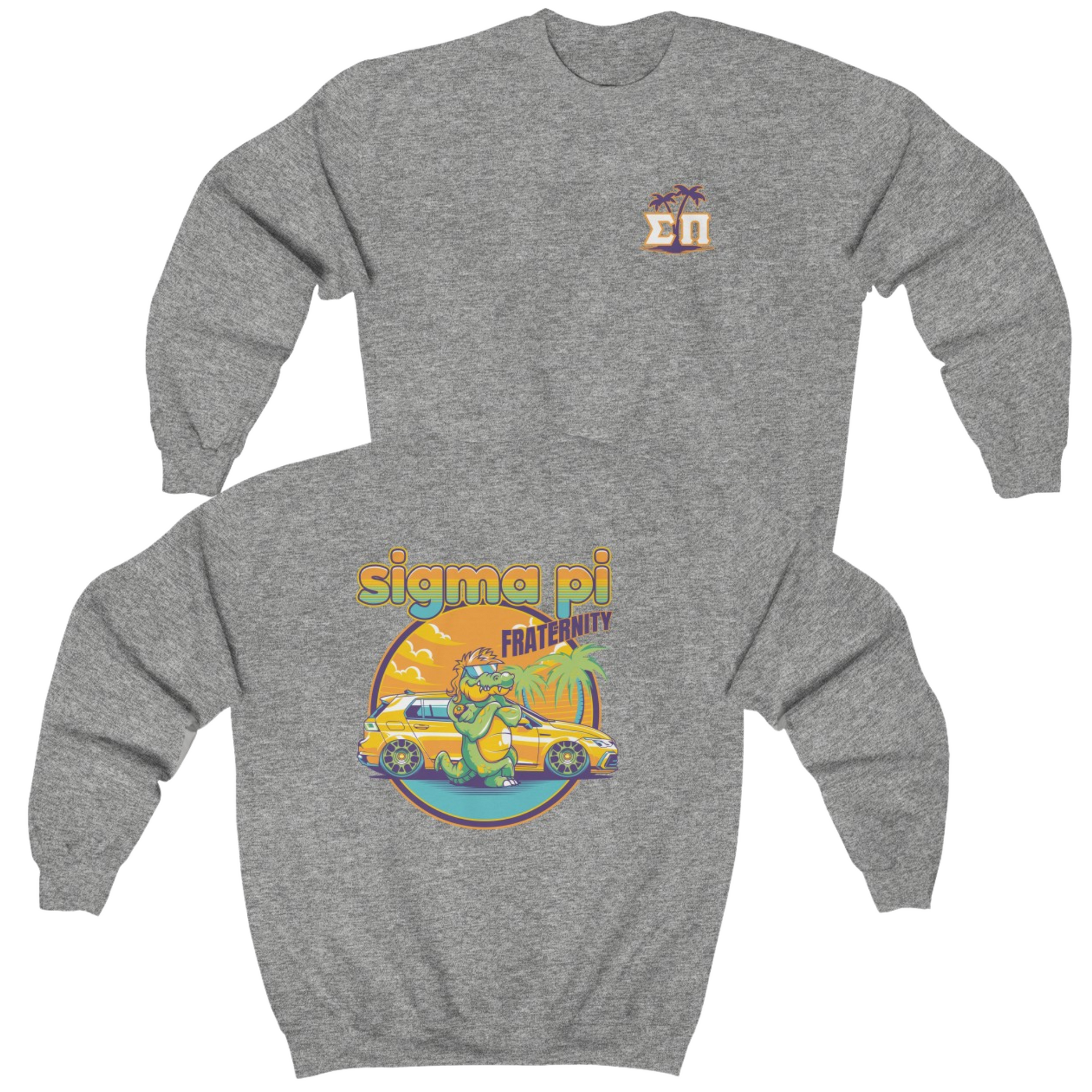 Grey Sigma Pi Graphic Crewneck Sweatshirt | Cool Croc | Sigma Pi Apparel and Merchandise 