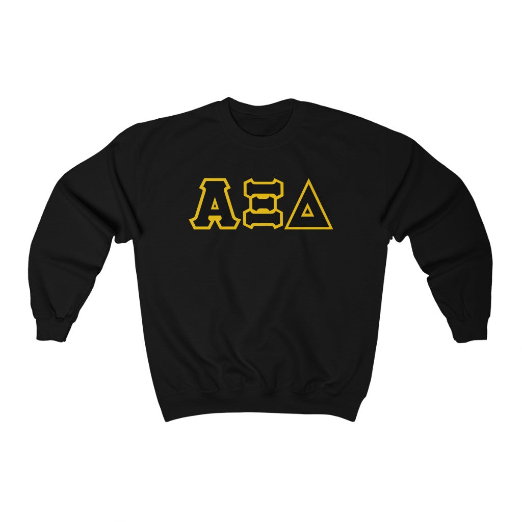 AXiD Print Letters | Black with Quill Gold Border Crewneck