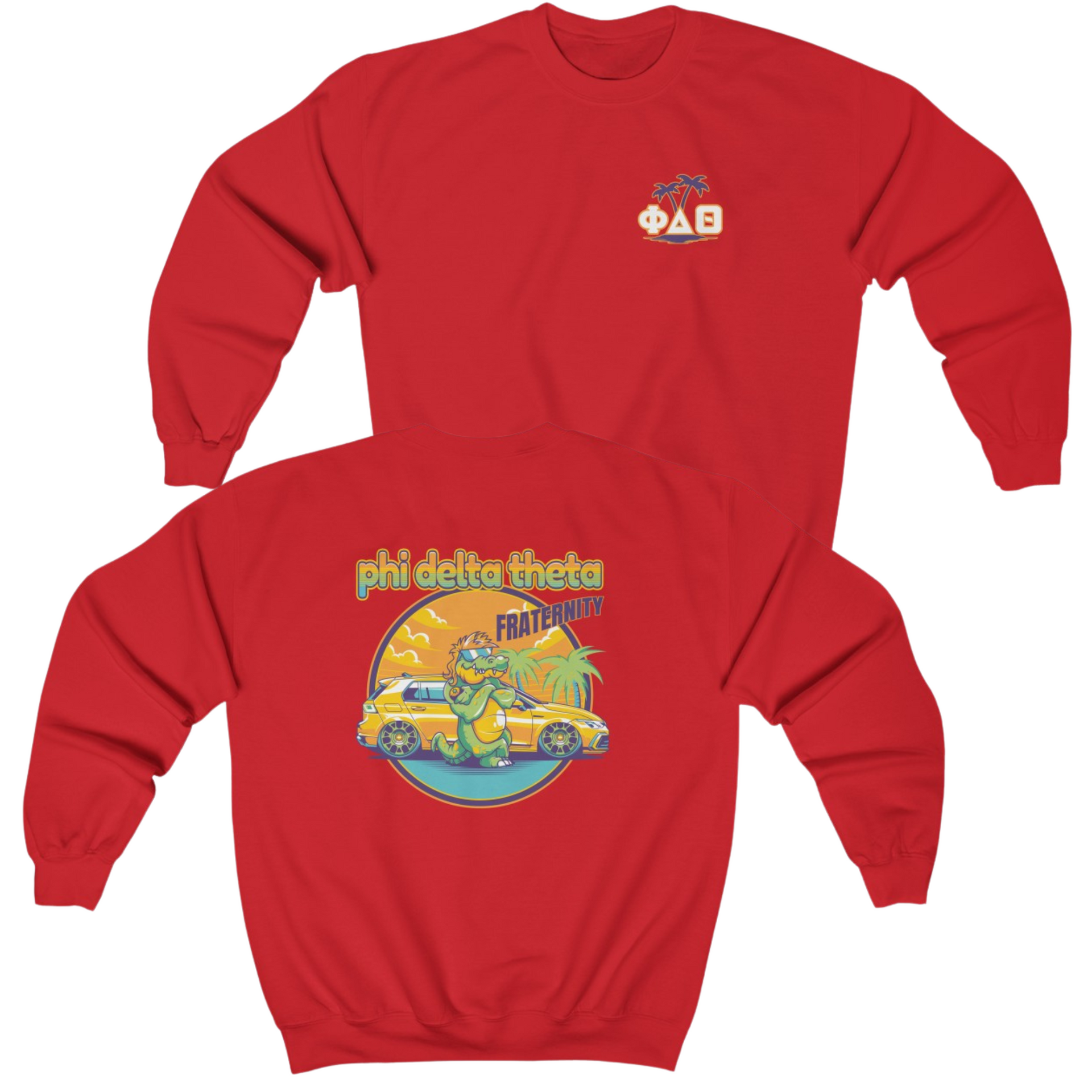 red Phi Delta Theta Graphic Crewneck Sweatshirt | Cool Croc | phi delta theta fraternity greek apparel 