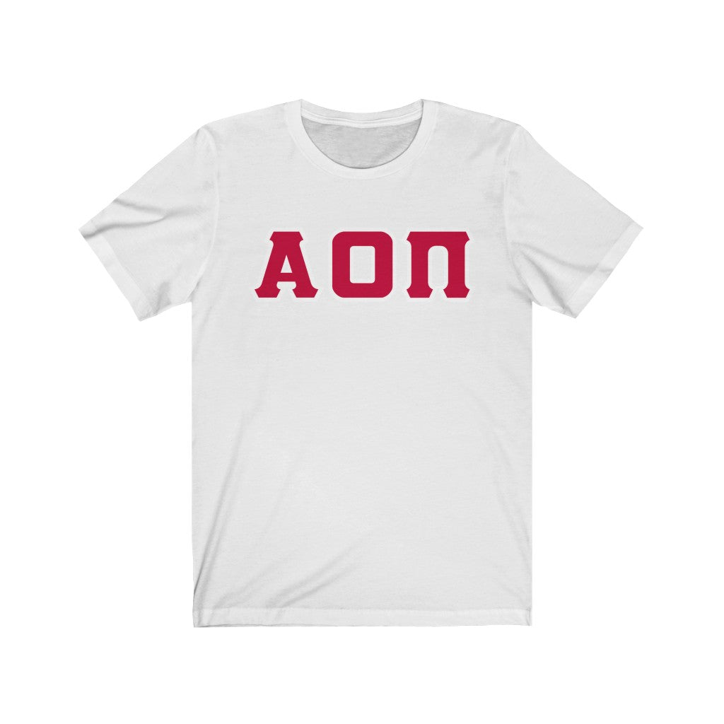 AOII Printed Letters | Cardinal with White Border T-Shirt