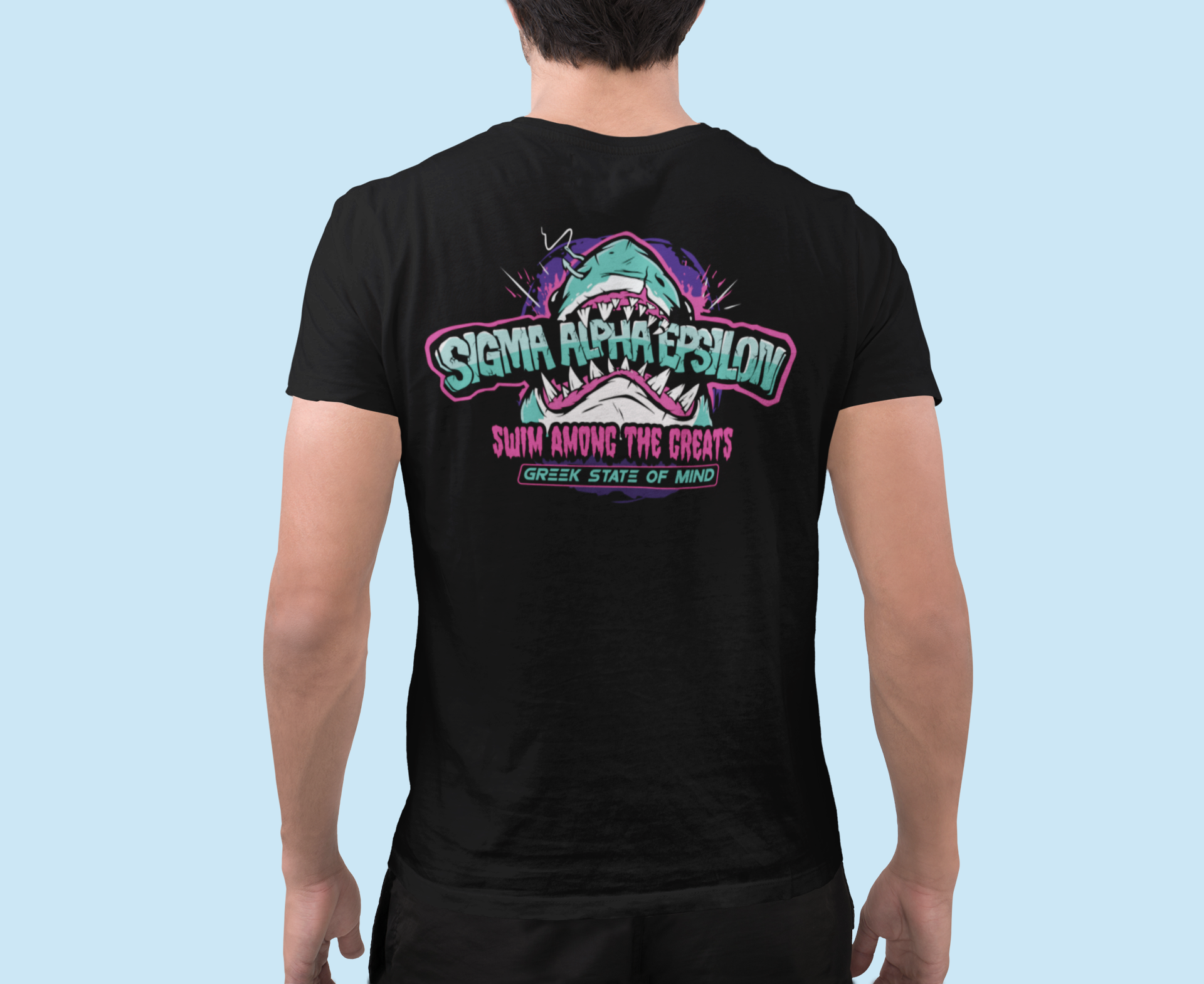 Black Sigma Alpha Epsilon Graphic T-Shirt | The Deep End | Sigma Alpha Epsilon Clothing and Merchandise model 