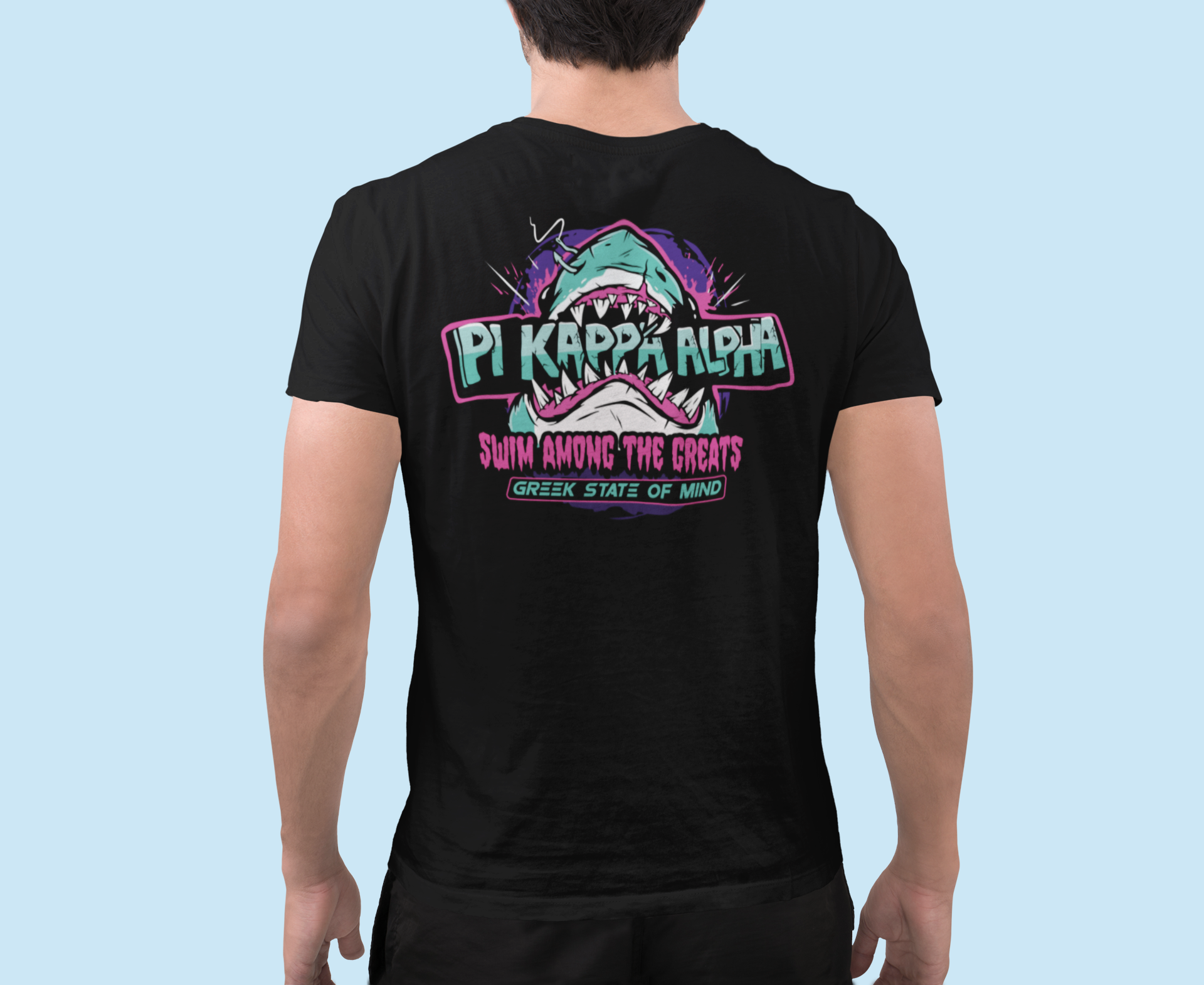 Black Pi Kappa Alpha Graphic T-Shirt | The Deep End | Pi kappa alpha fraternity shirt model 