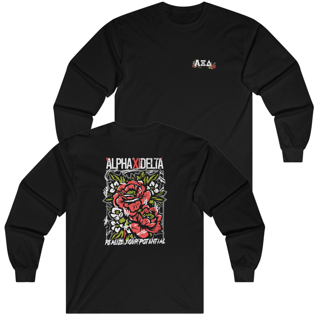 Alpha Xi Delta Graphic Long Sleeve | Grunge Roses