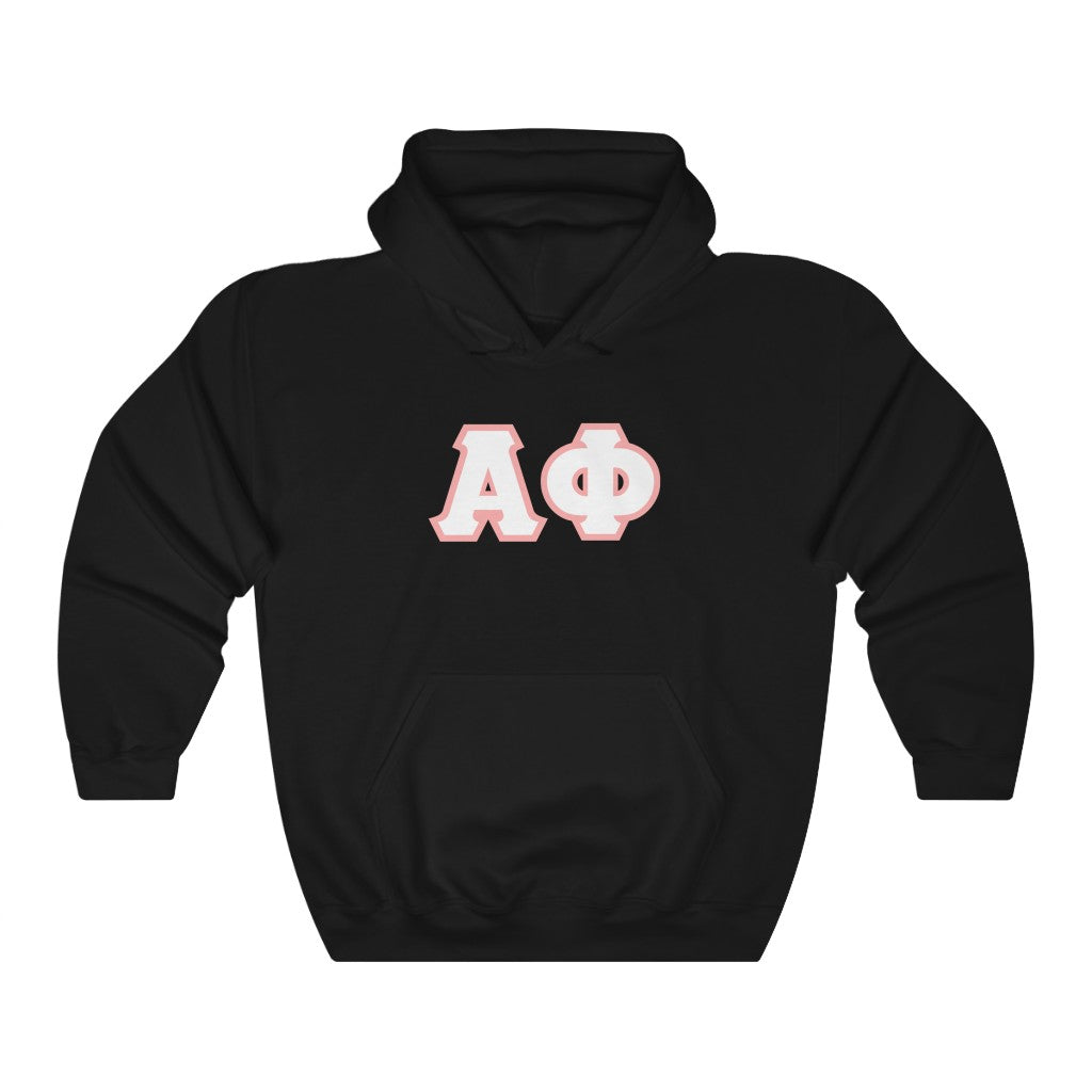 Alpha Phi Printed Letters | White & Pink Border Hoodie