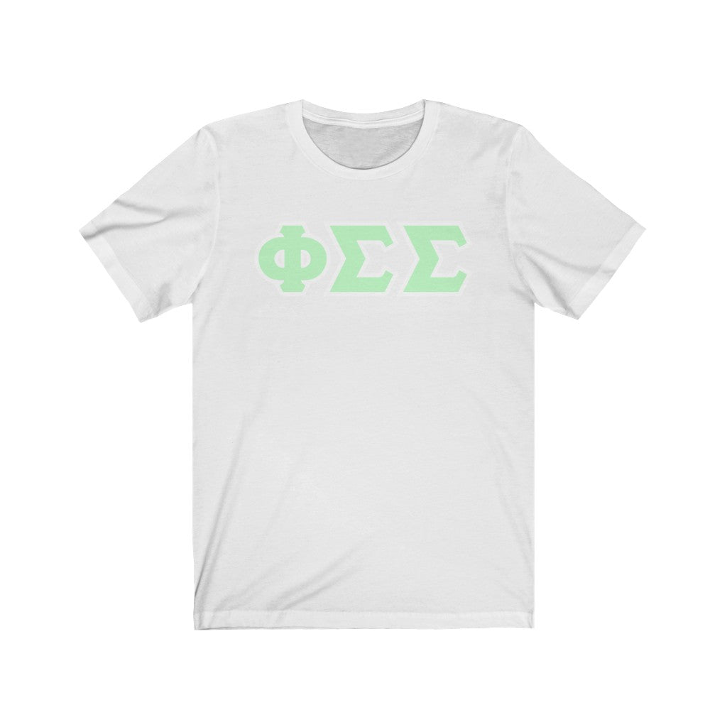 Phi Sigma Sigma Printed Letters | Mint with White Border T-Shirt