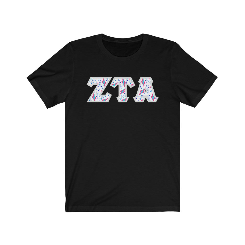 Zeta Tau Alpha Printed Letters | Bayside White T-Shirt