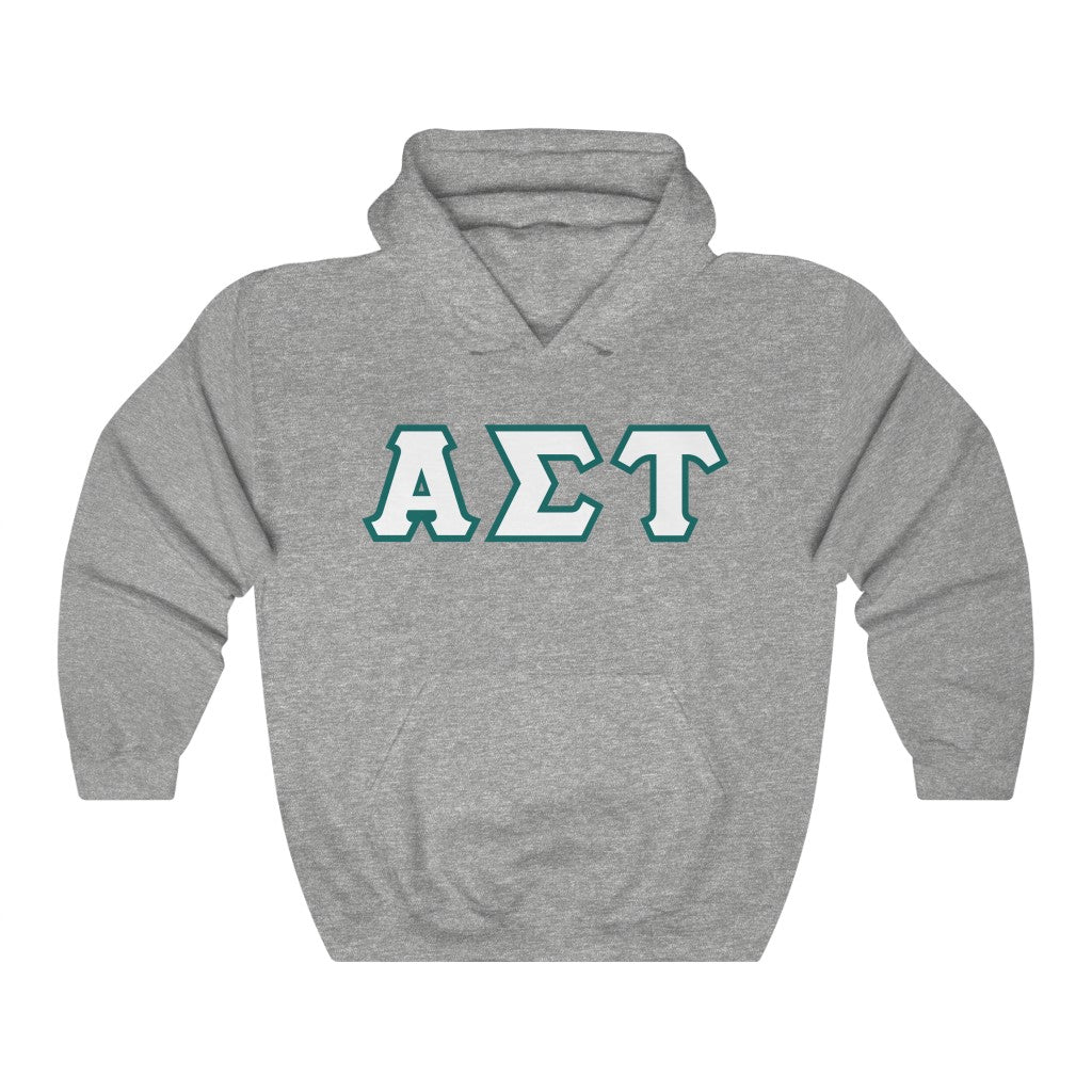 AST Printed Letters | White with Emerald Border Hoodie