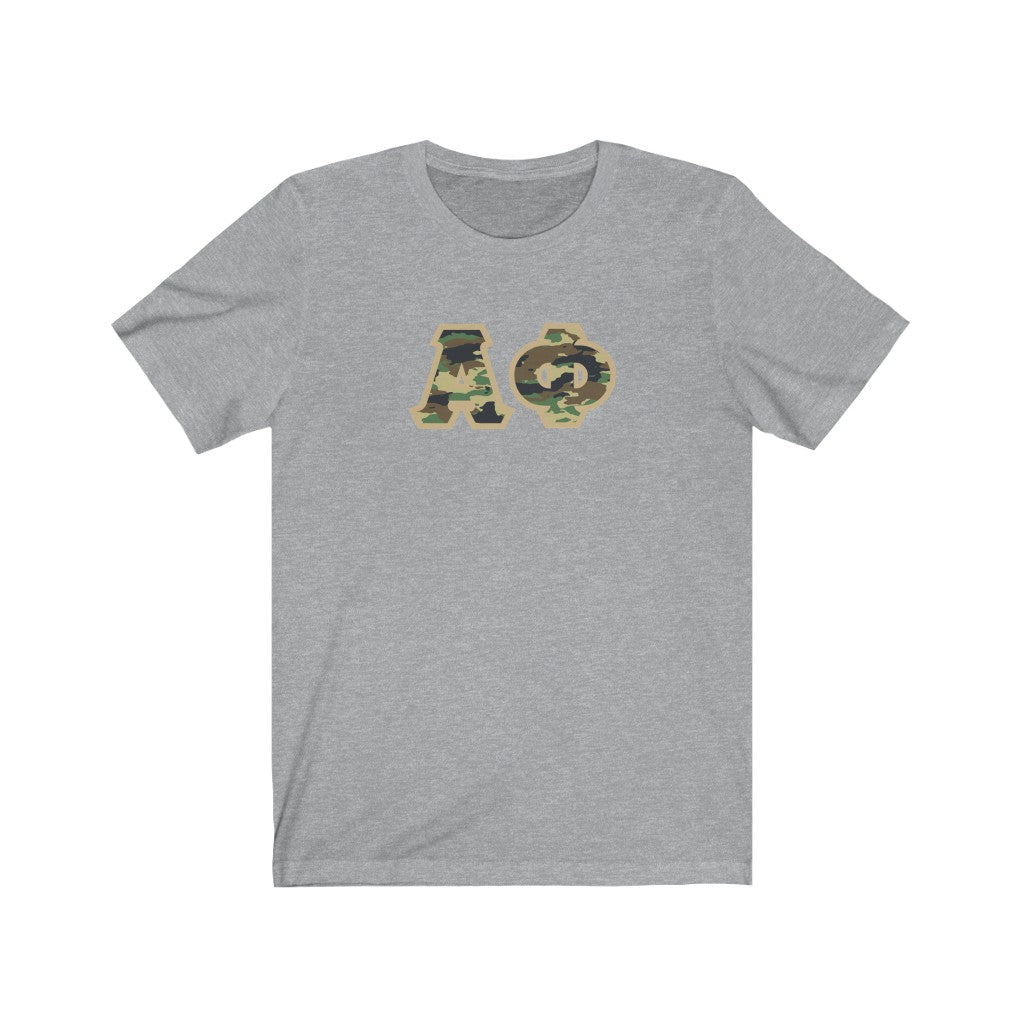 Alpha Phi Printed Letters | Camouflage T-Shirt