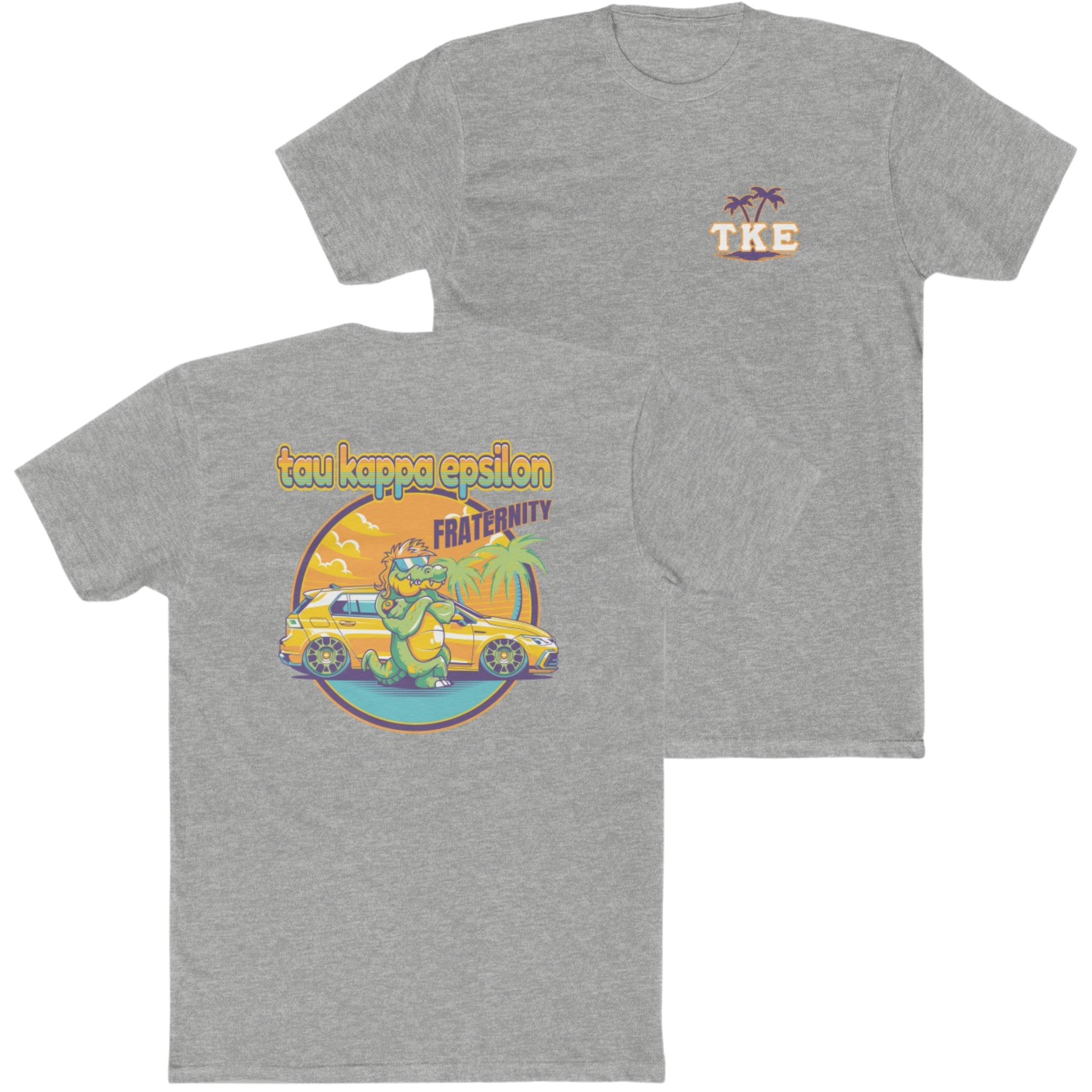 Grey Tau Kappa Epsilon Graphic T-Shirt | Cool Croc | TKE Clothing and Merchandise