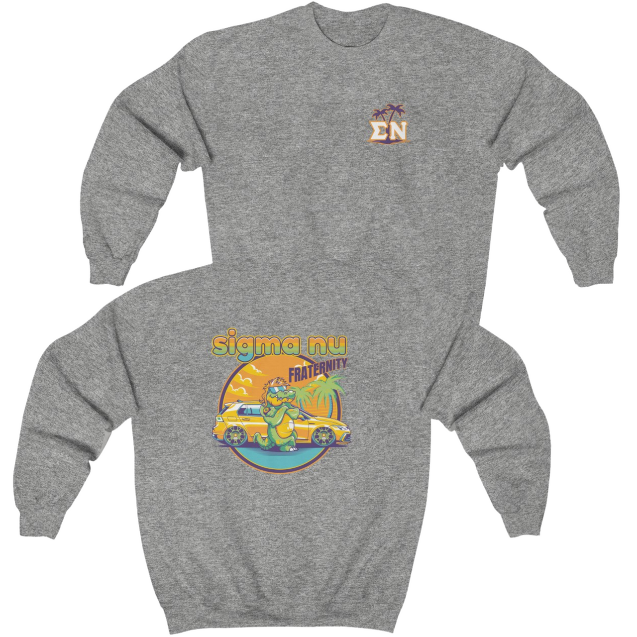 Grey Sigma Nu Graphic Crewneck Sweatshirt | Cool Croc | Sigma Nu Clothing, Apparel and Merchandise