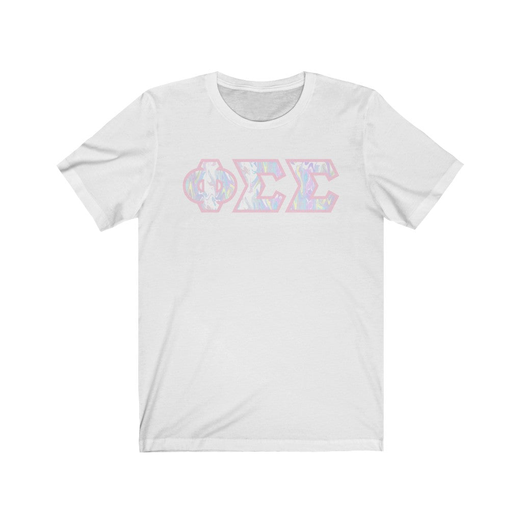 Phi Sigma Sigma Printed Letters | Pastel Tie-Dye T-Shirt