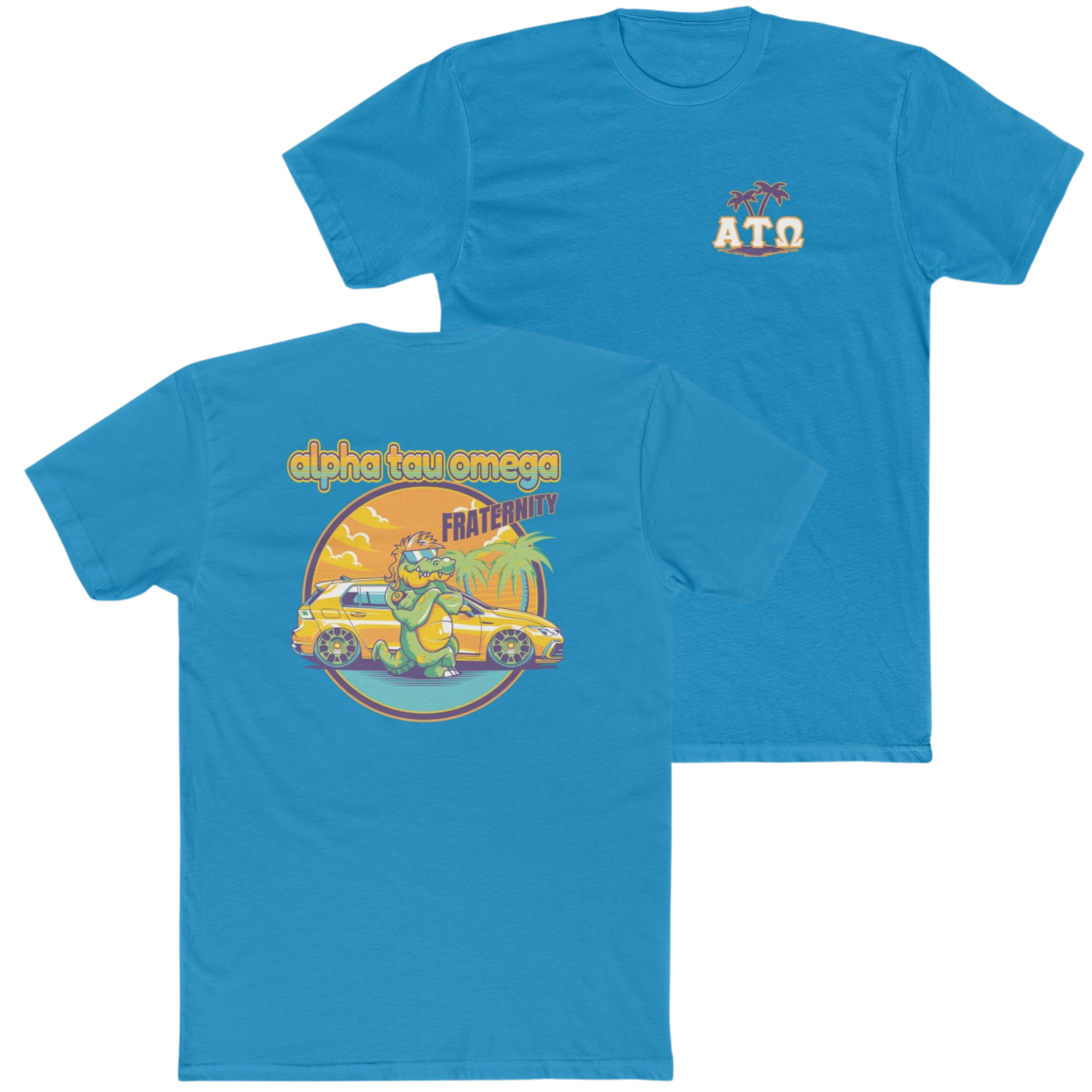 Turquoise Alpha Tau Omega Graphic T-Shirt | Cool Croc | Alpha Sigma Phi Fraternity Merch  