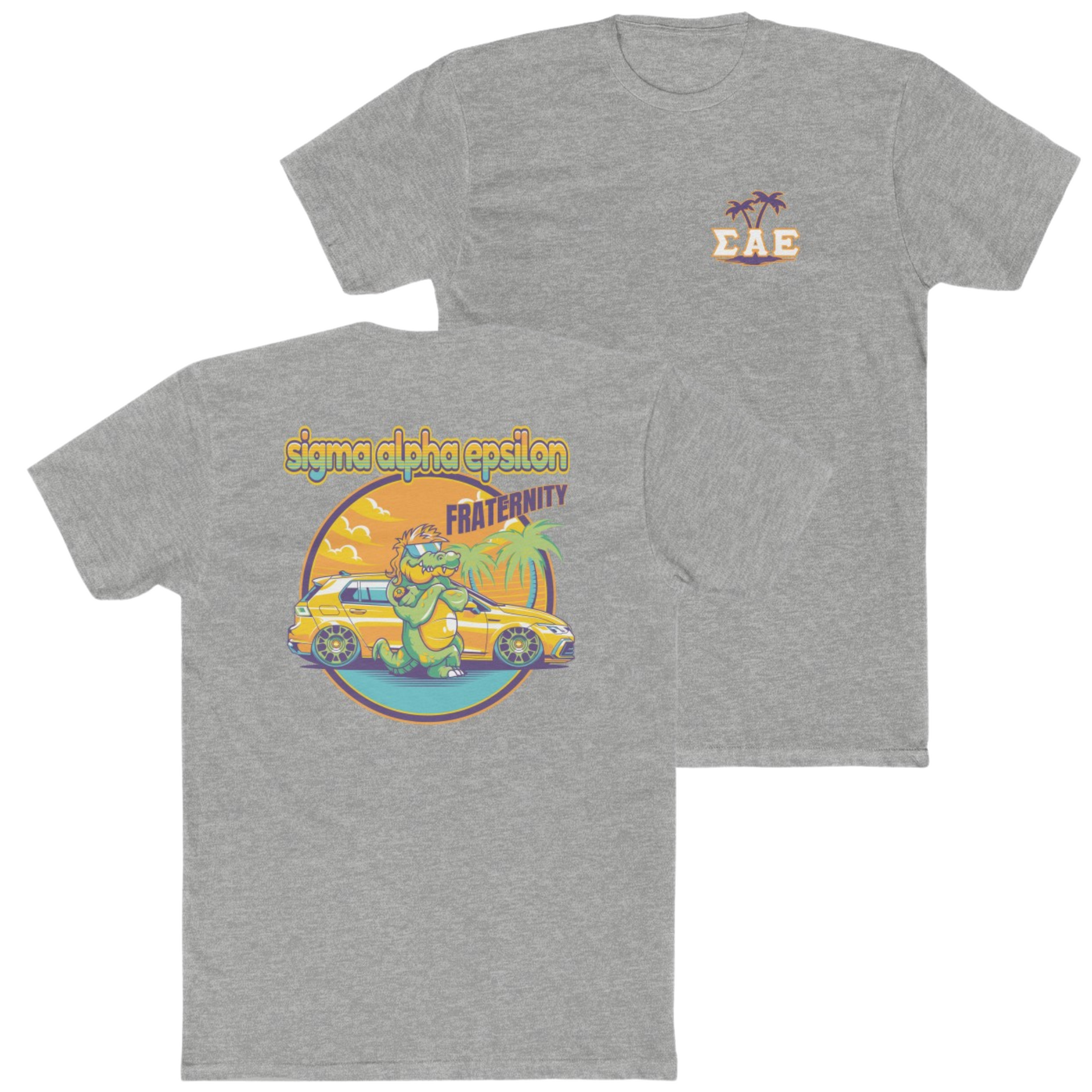 grey Sigma Alpha Epsilon Graphic T-Shirt | Cool Croc | Sigma Alpha Epsilon Clothing and Merchandise