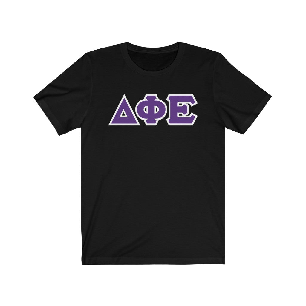 Delta Phi Epsilon Printed Letters | Purple with White Border T-Shirt