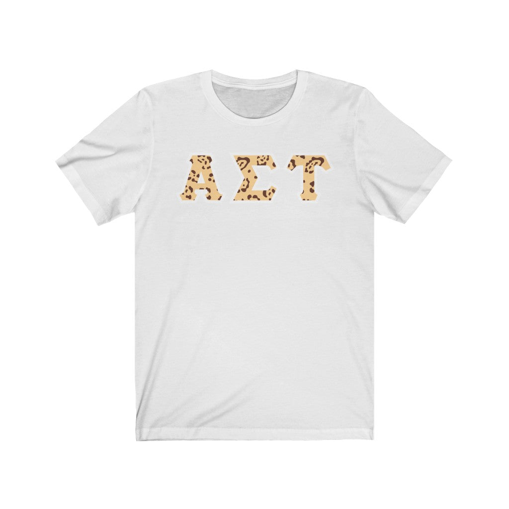 Alpha Sigma Tau Printed Letters | Leopard Print T-Shirt