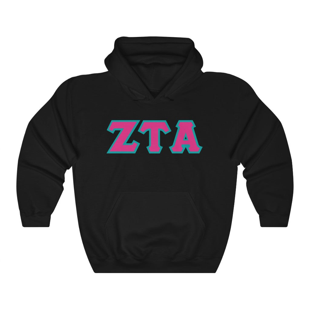 ZTA Printed Letters | Hot Pink & Turquoise Border Hoodie