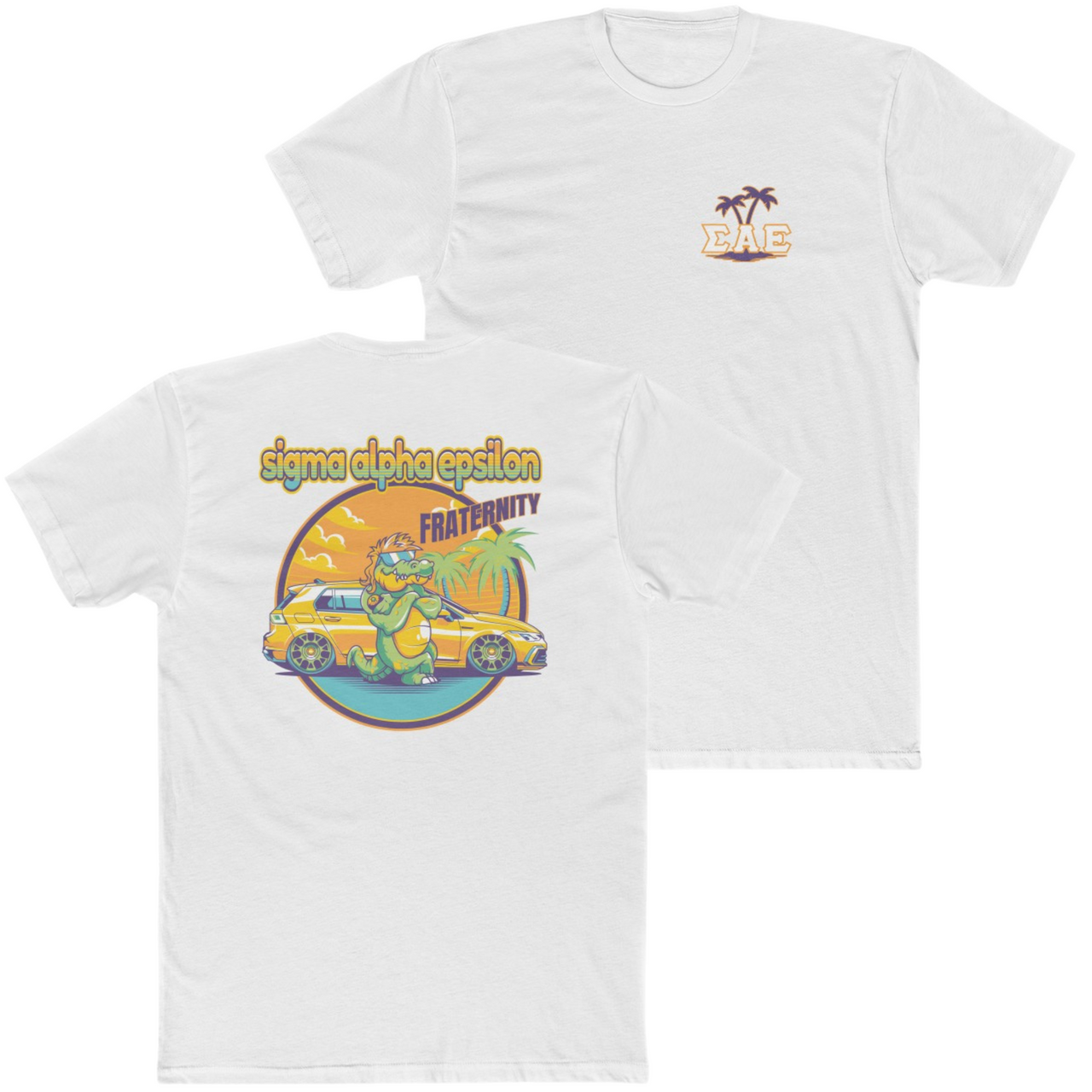 White Sigma Alpha Epsilon Graphic T-Shirt | Cool Croc | Sigma Alpha Epsilon Clothing and Merchandise