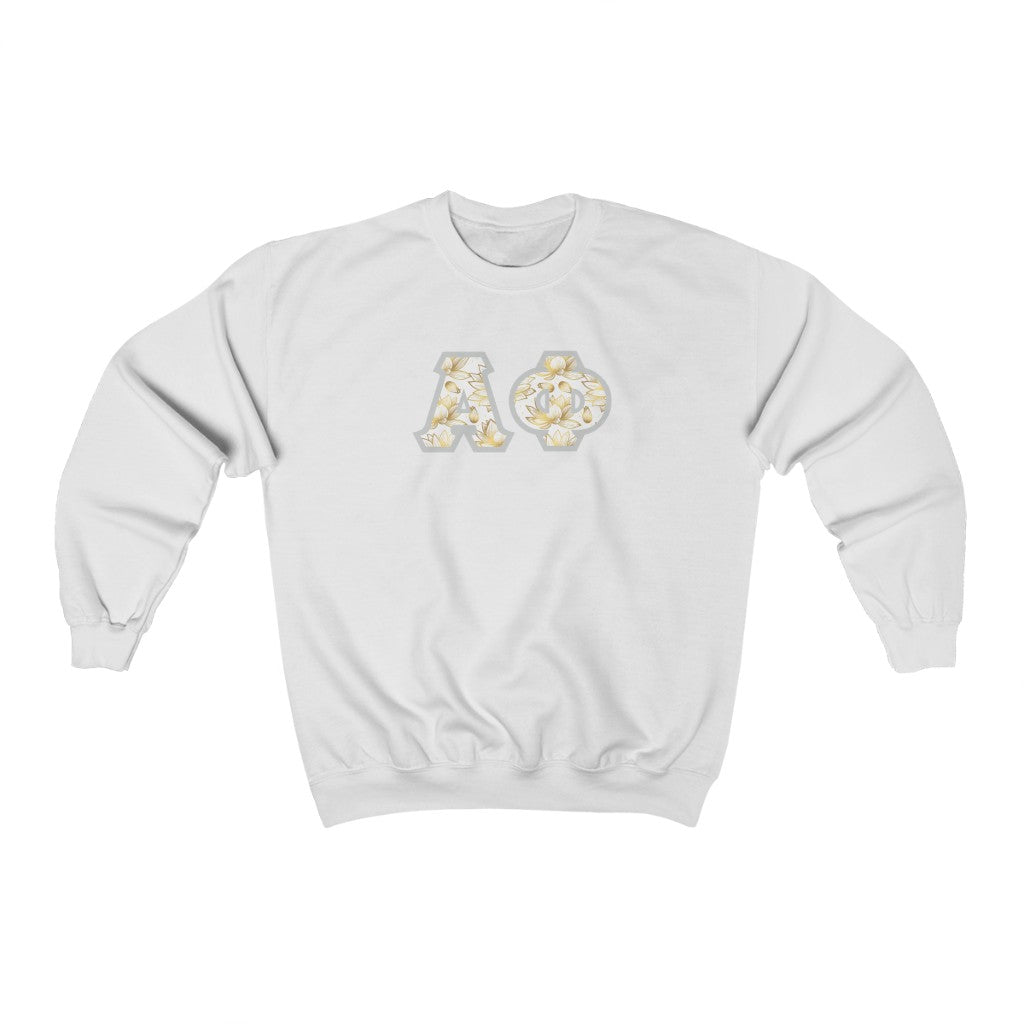 Alpha Phi Printed Letters | Golden Lotus Crewneck