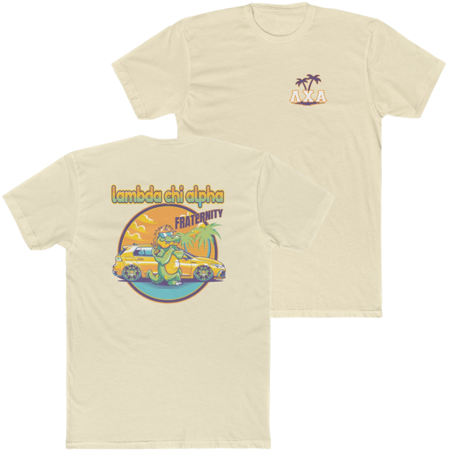 sand Lambda Chi Alpha Graphic T-Shirt | Cool Croc | Lambda Chi Alpha Fraternity Apparel Hoodie