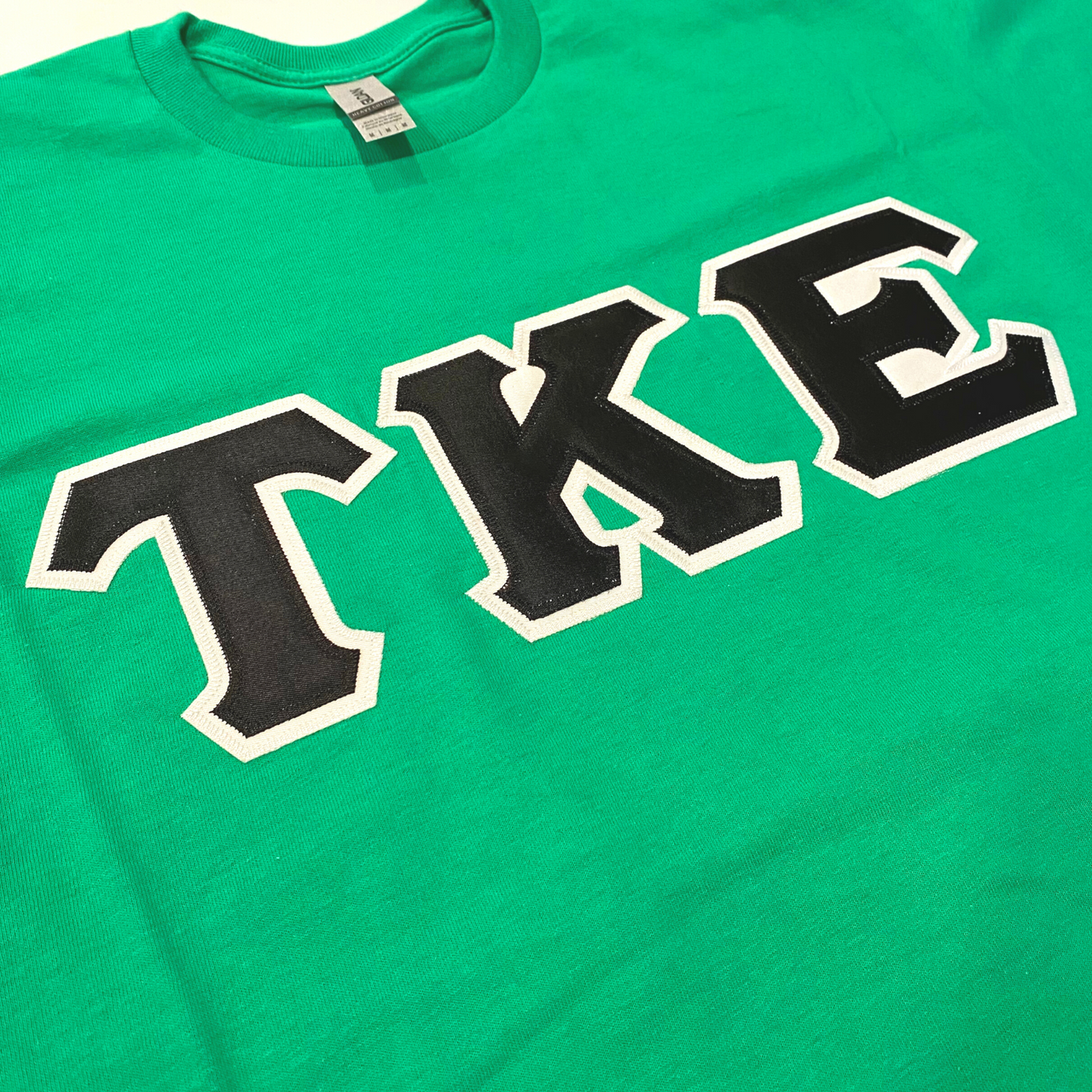 Tau Kappa Epsilon Stitched Letter T-Shirt | Black with White Border