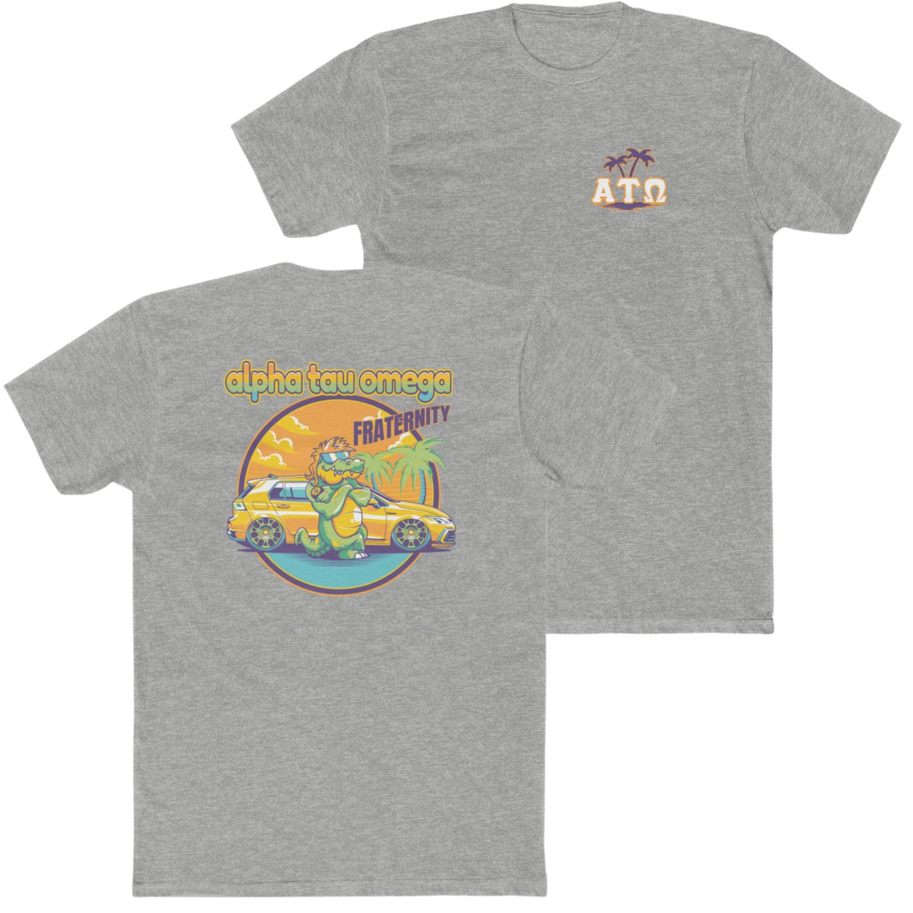 Grey Alpha Tau Omega Graphic T-Shirt | Cool Croc | Alpha Sigma Phi Fraternity Merch 