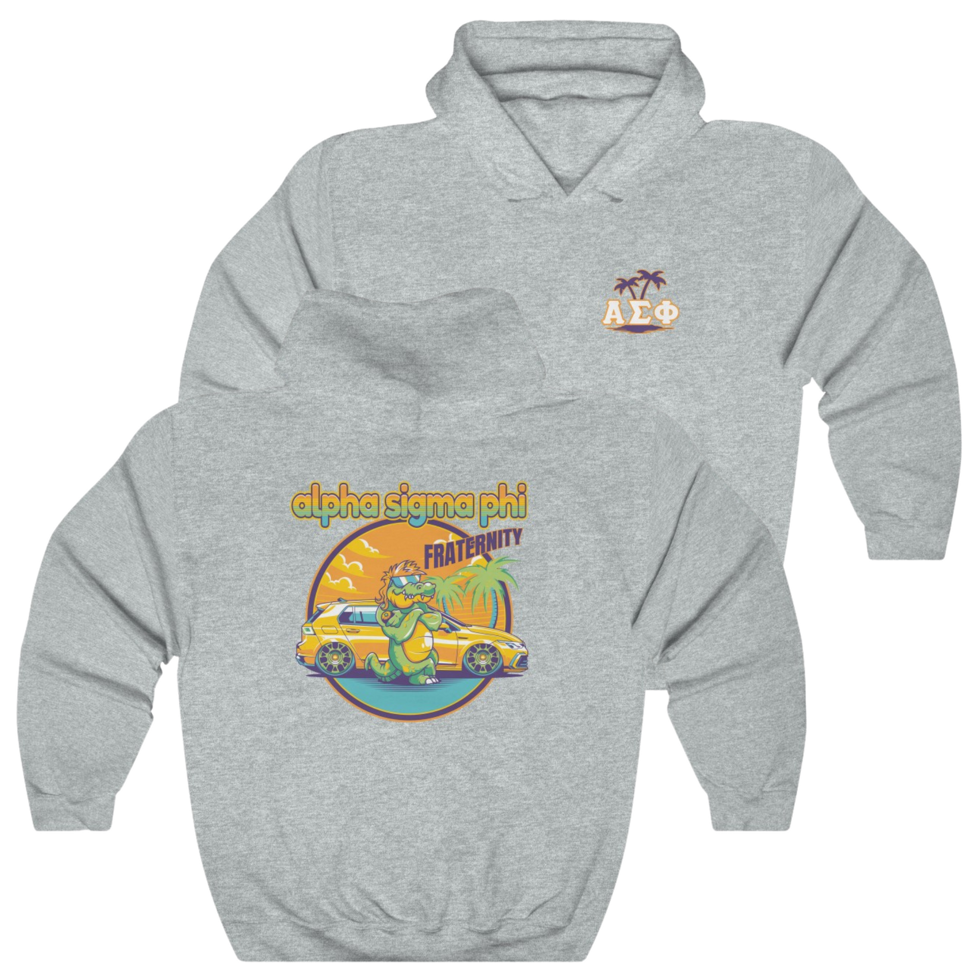 Grey Alpha Sigma Phi Graphic Hoodie | Cool Croc | Alpha Sigma Phi Fraternity Shirt 