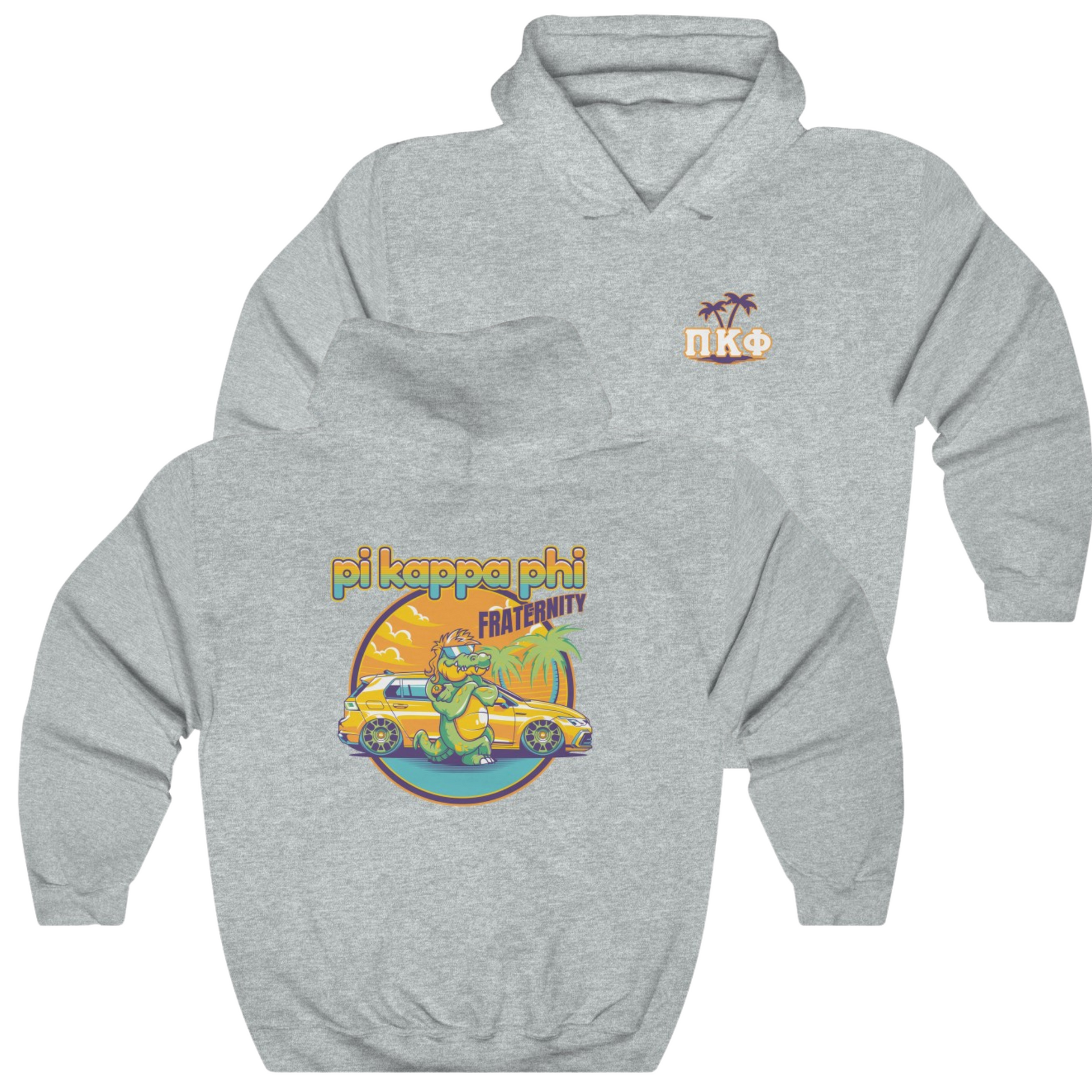 Grey Pi Kappa Phi Graphic Hoodie | Cool Croc | Pi Kappa Phi Apparel and Merchandise 