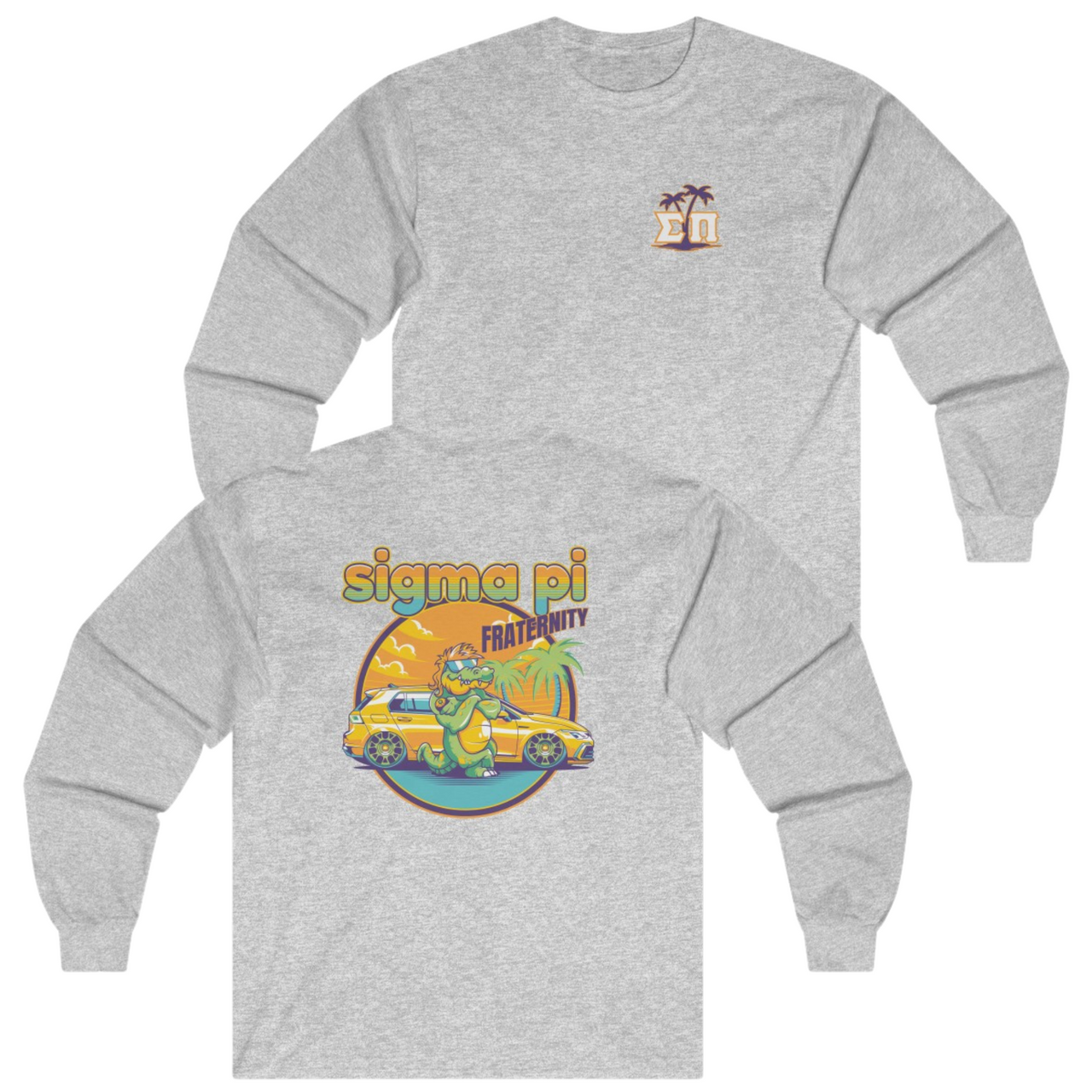 Grey Sigma Pi Graphic Long Sleeve | Cool Croc | Sigma Pi Apparel and Merchandise