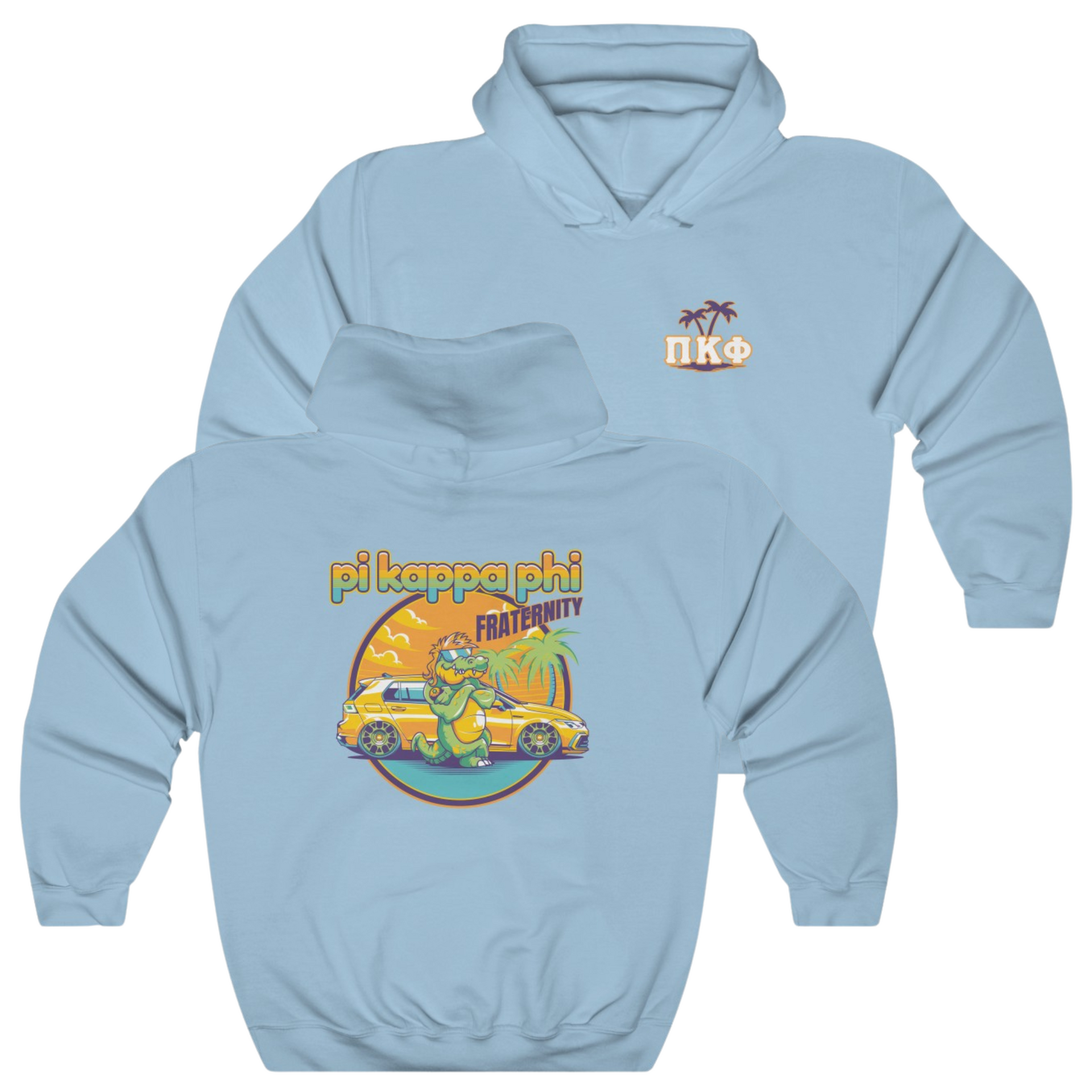 Light Blue Pi Kappa Phi Graphic Hoodie | Cool Croc | Pi Kappa Phi Apparel and Merchandise 