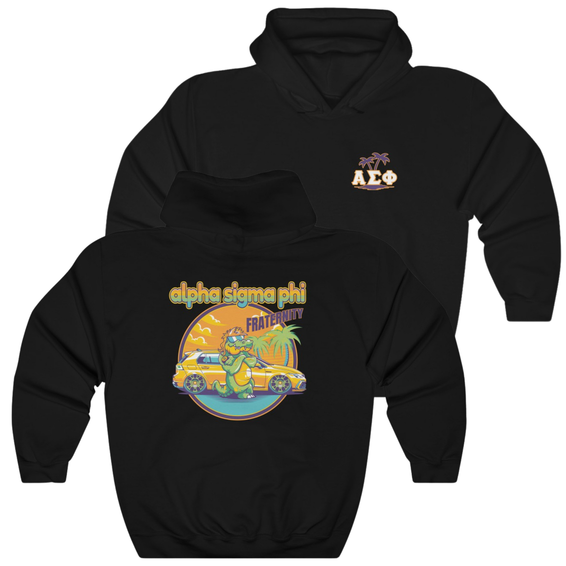 Black Alpha Sigma Phi Graphic Hoodie | Cool Croc | Alpha Sigma Phi Fraternity Shirt 