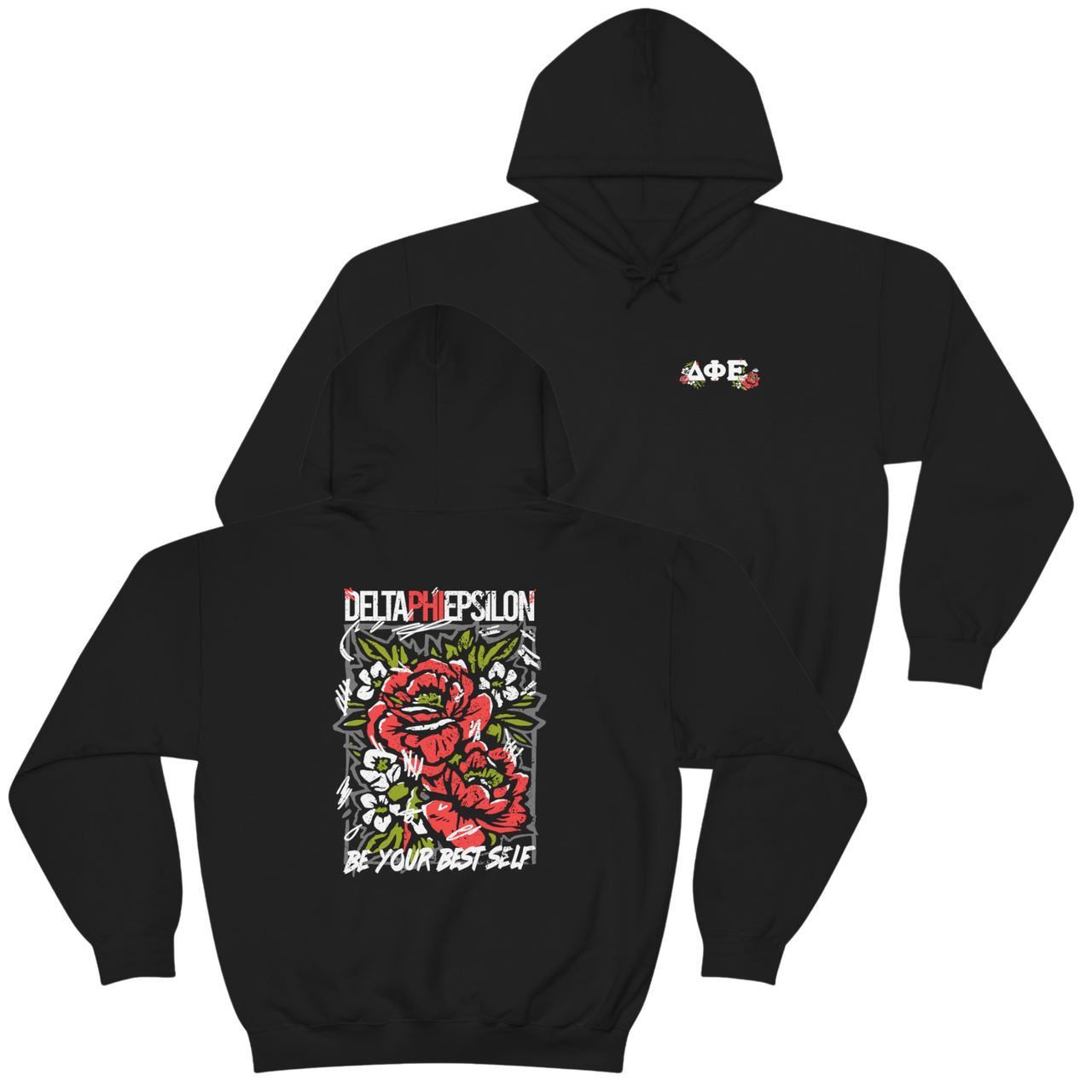 Delta Phi Epsilon Graphic Hoodie | Grunge Roses