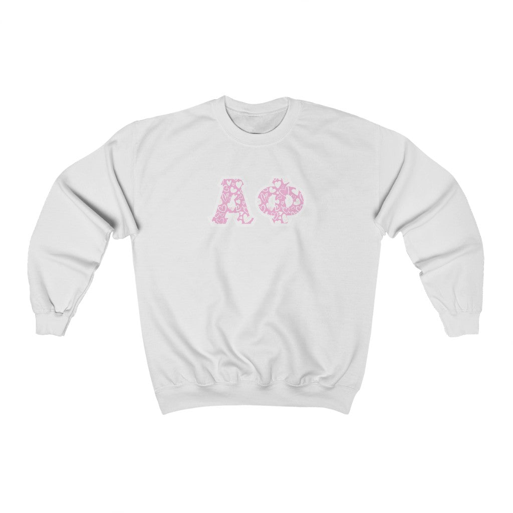 Alpha Phi Printed Letters | Chalky Hearts Crewneck