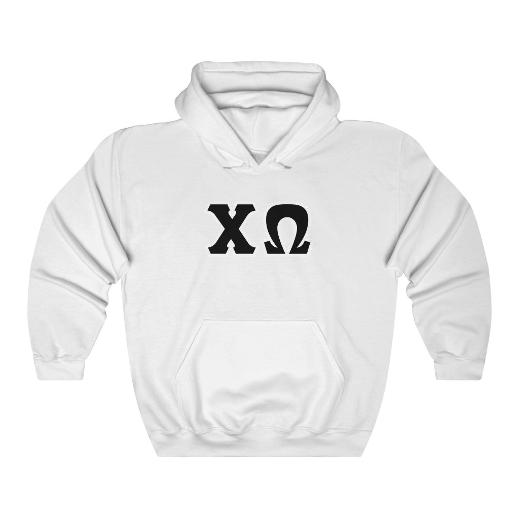 Chi Omega Printed Letters | Black and White Border Hoodie