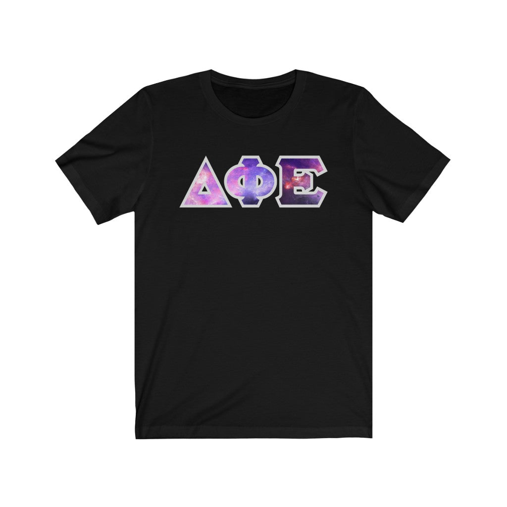 Delta Phi Epsilon Printed Letters | Galaxy T-Shirt