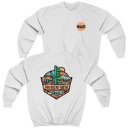 white Phi Delta Theta Graphic Crewneck Sweatshirt | Desert Mountains | phi delta theta fraternity greek apparel