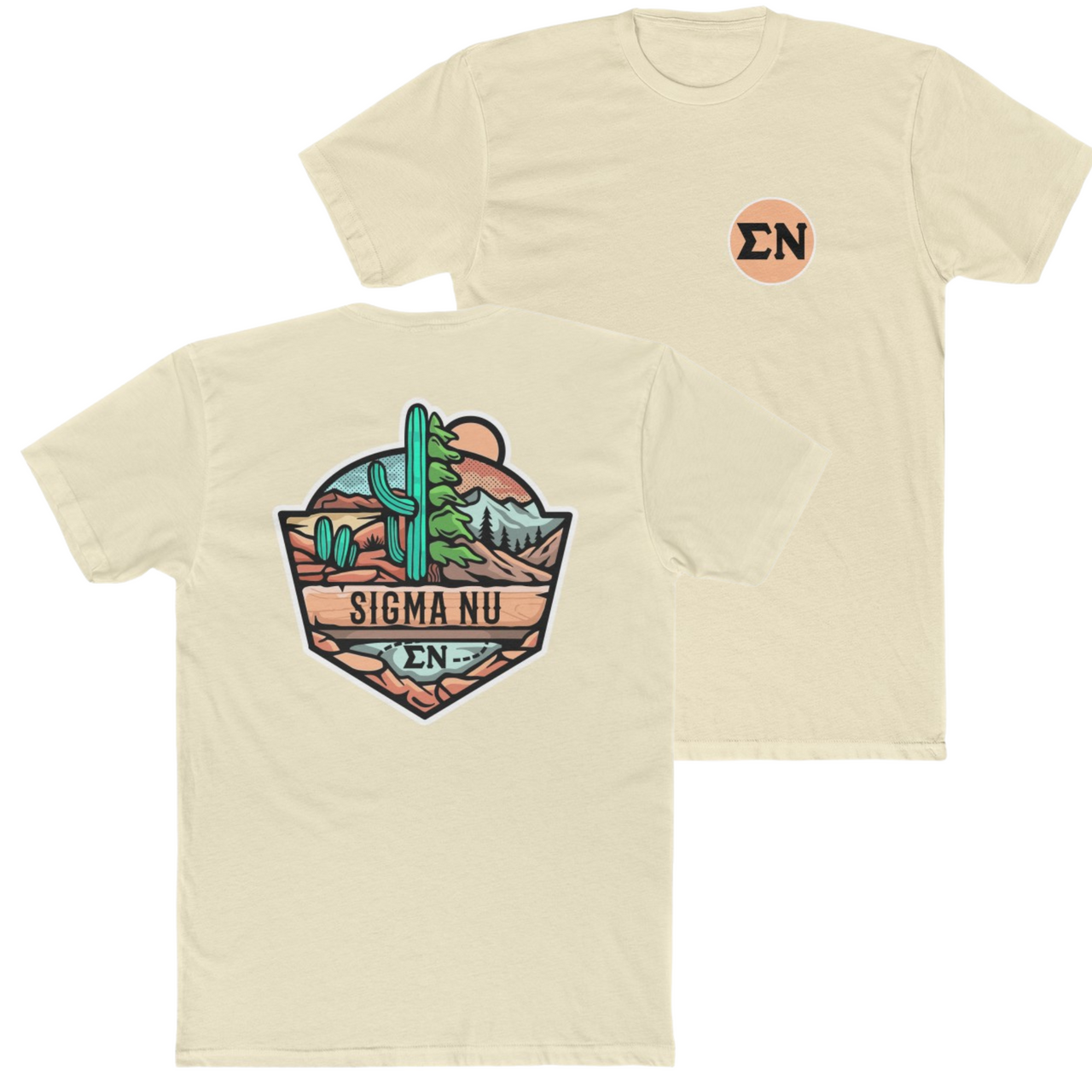 Natural Sigma Nu Graphic T-Shirt | Desert Mountains | Sigma Nu Clothing, Apparel and Merchandise
